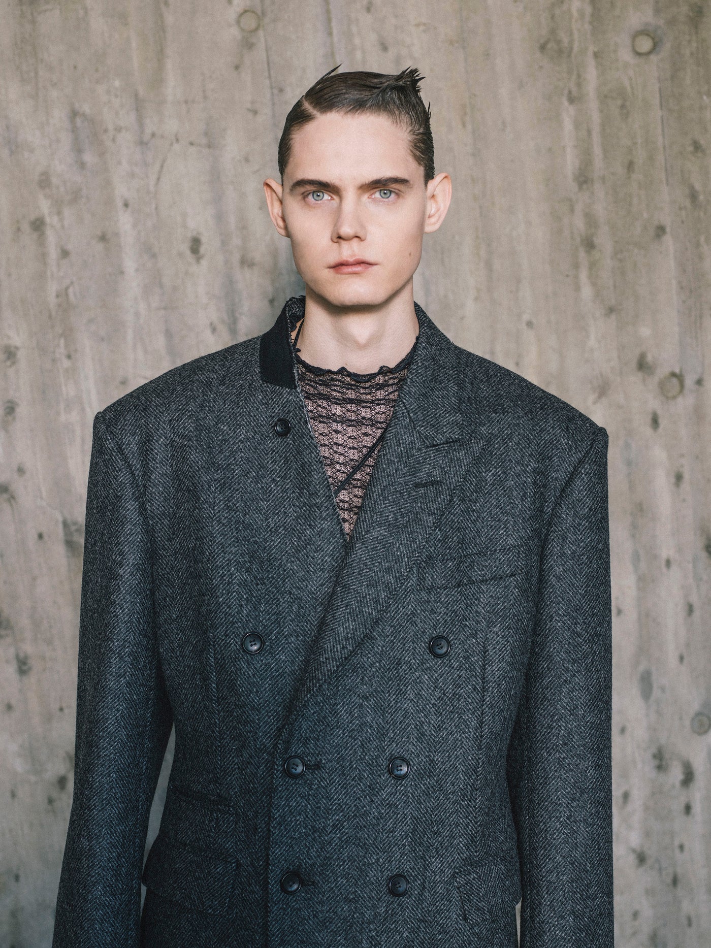 Tweed Asymmetry Lapel Coat