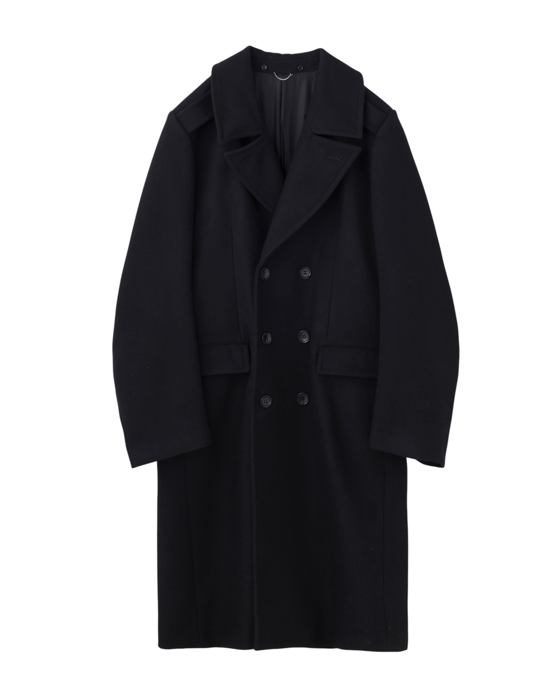 HEAVY MELTON DOUBLE BREASTED MILITARY COAT