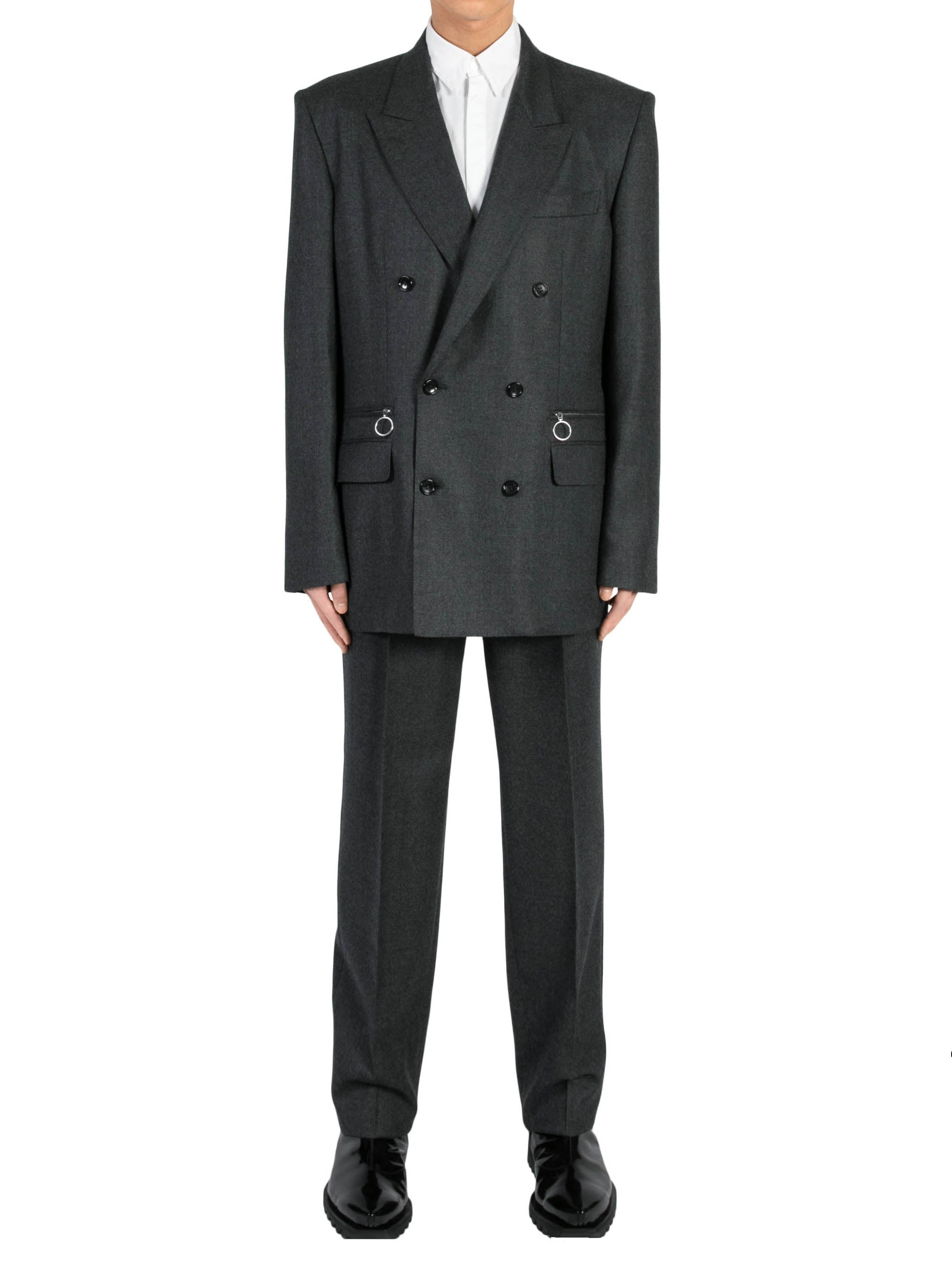 WOOL FLANNEL PLEATED TROUSERS