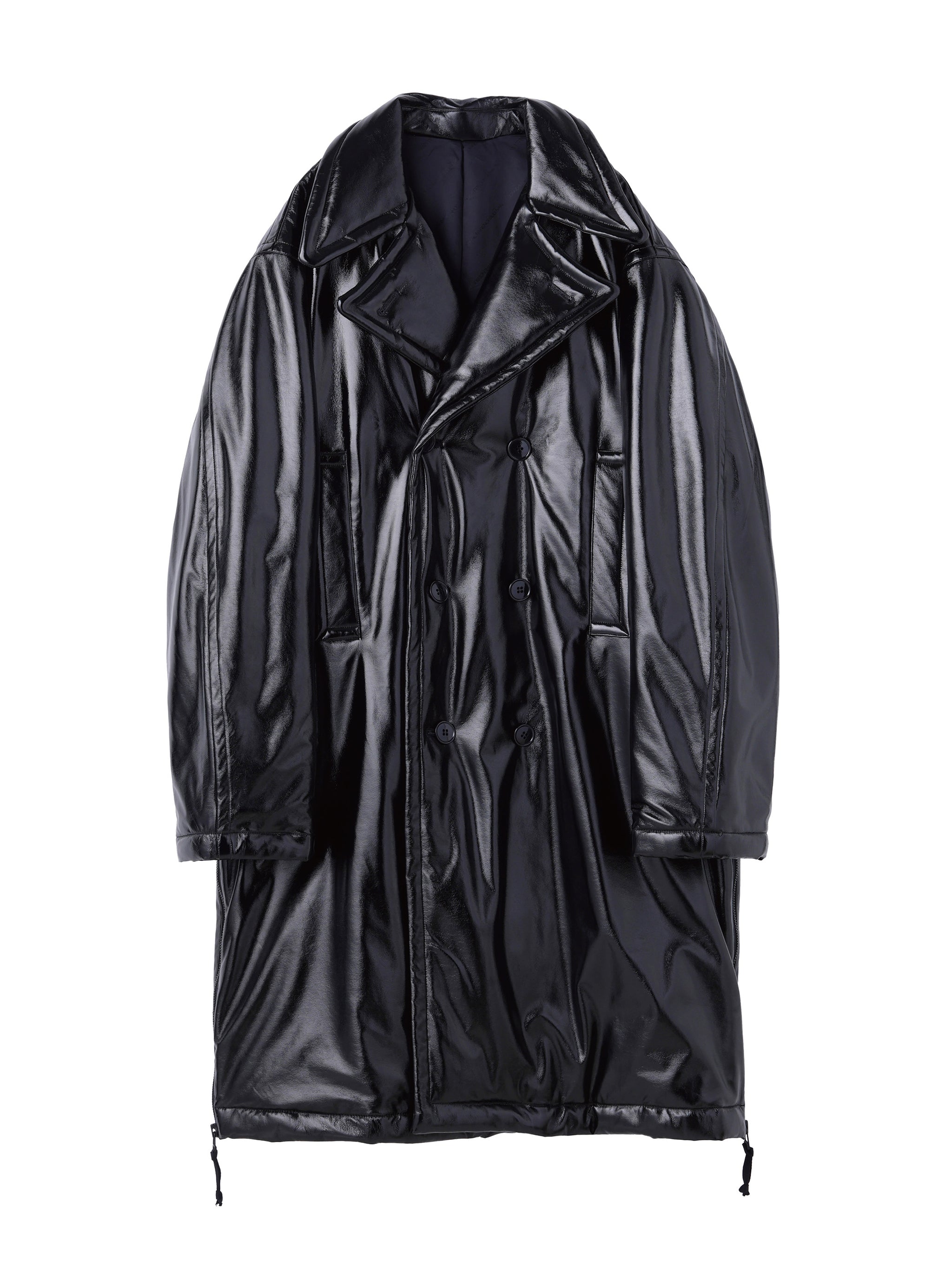 PATENT DOUBLE BREASTED PADDED COAT