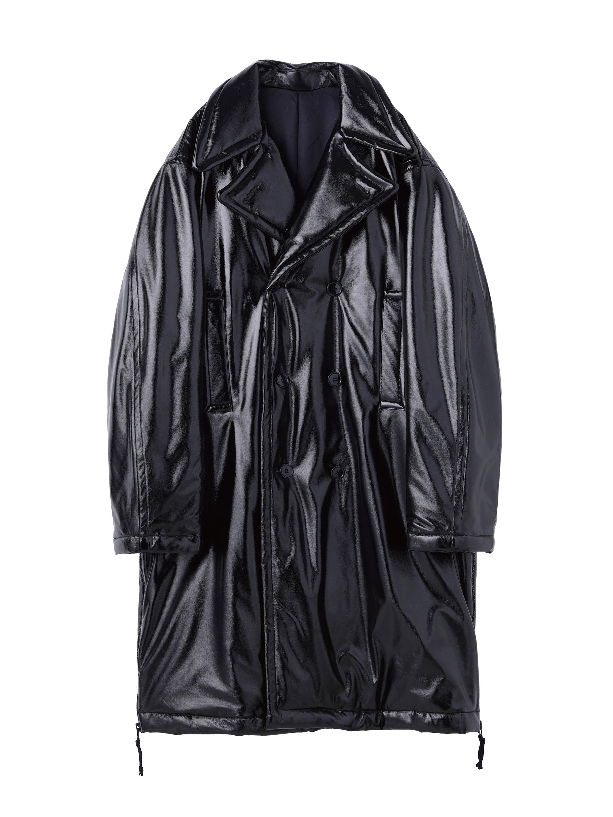 PATENT DOUBLE BREASTED PADDED COAT