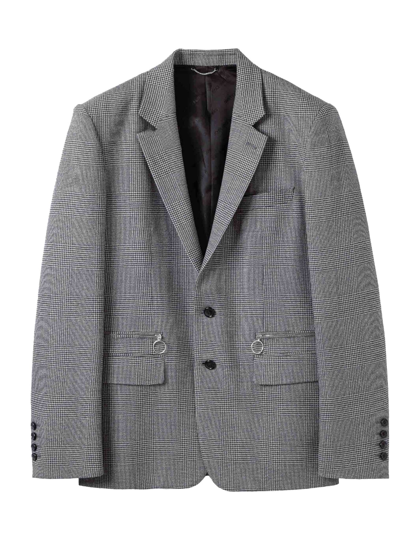 Wool check single jacket