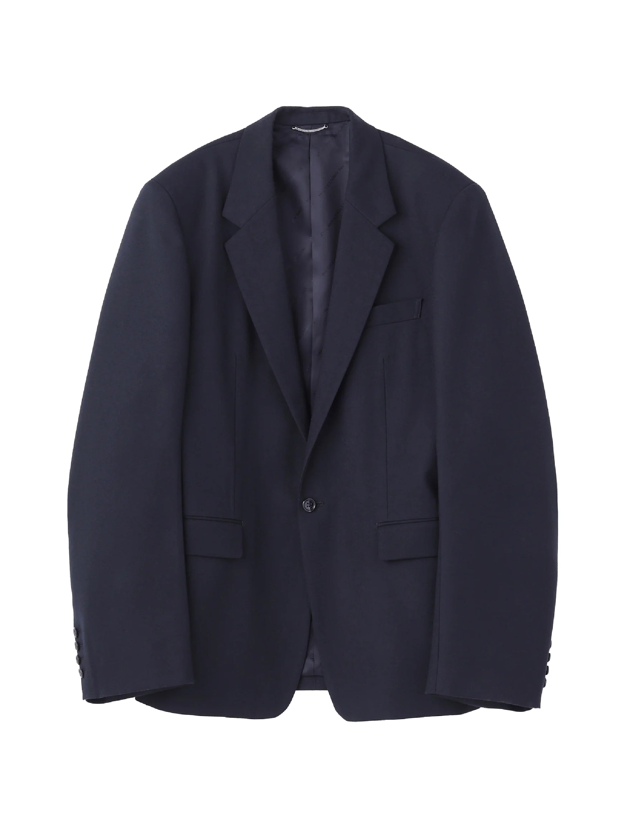 WOOL BARATHEA MASSIVE ROUNDED SLEEVE SINGLE BREASTED JACKET
