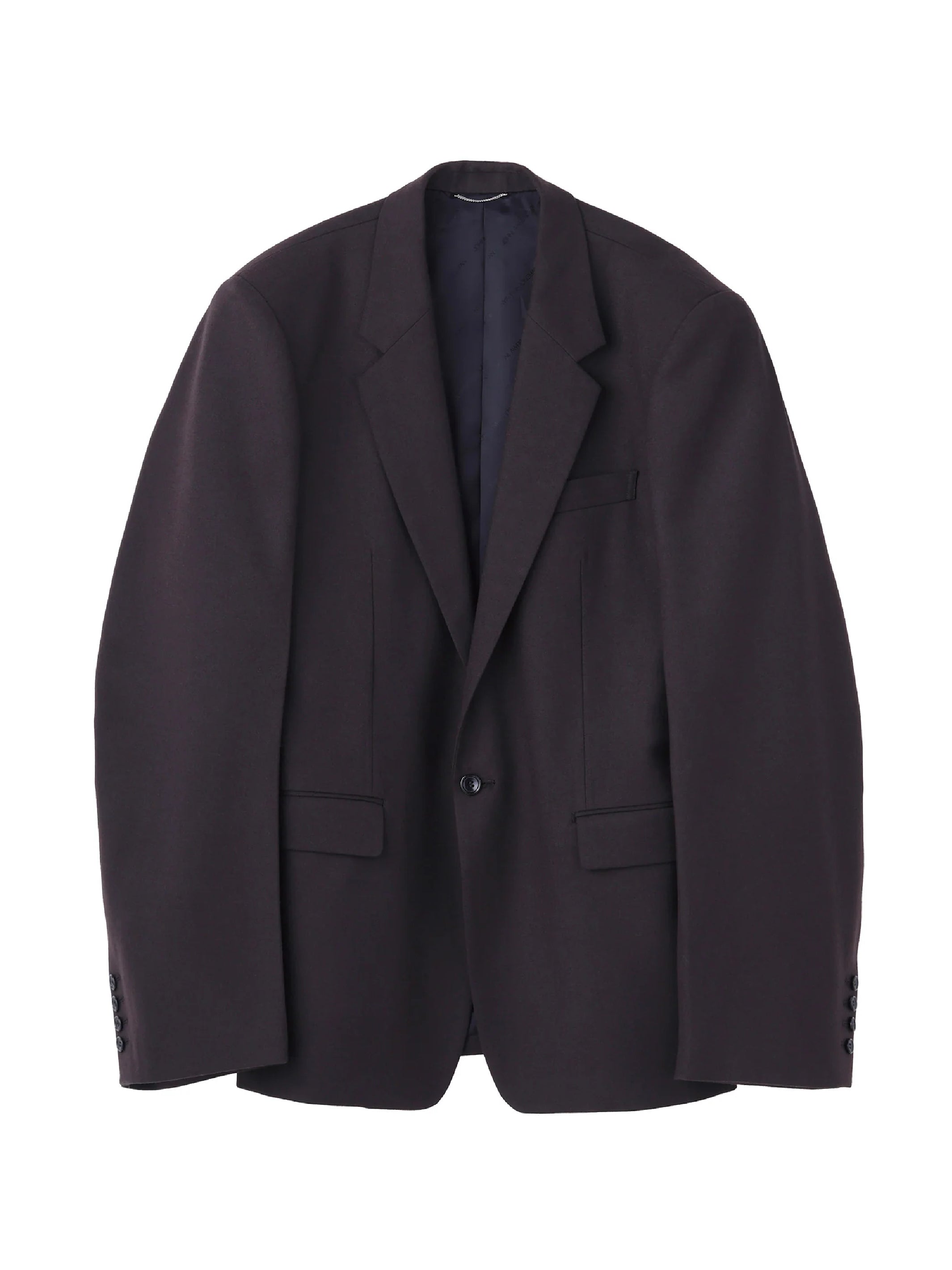 WOOL BARATHEA MASSIVE ROUNDED SLEEVE SINGLE BREASTED JACKET