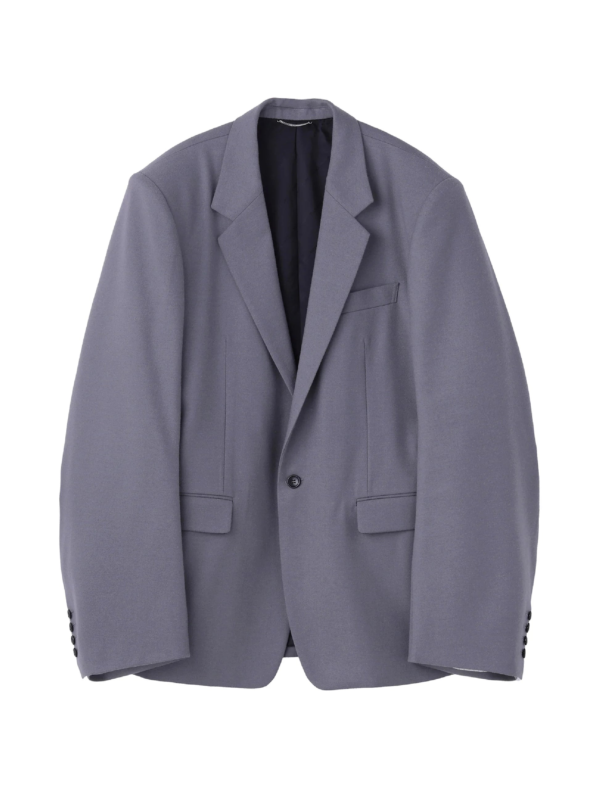 WOOL BARATHEA MASSIVE ROUNDED SLEEVE SINGLE BREASTED JACKET