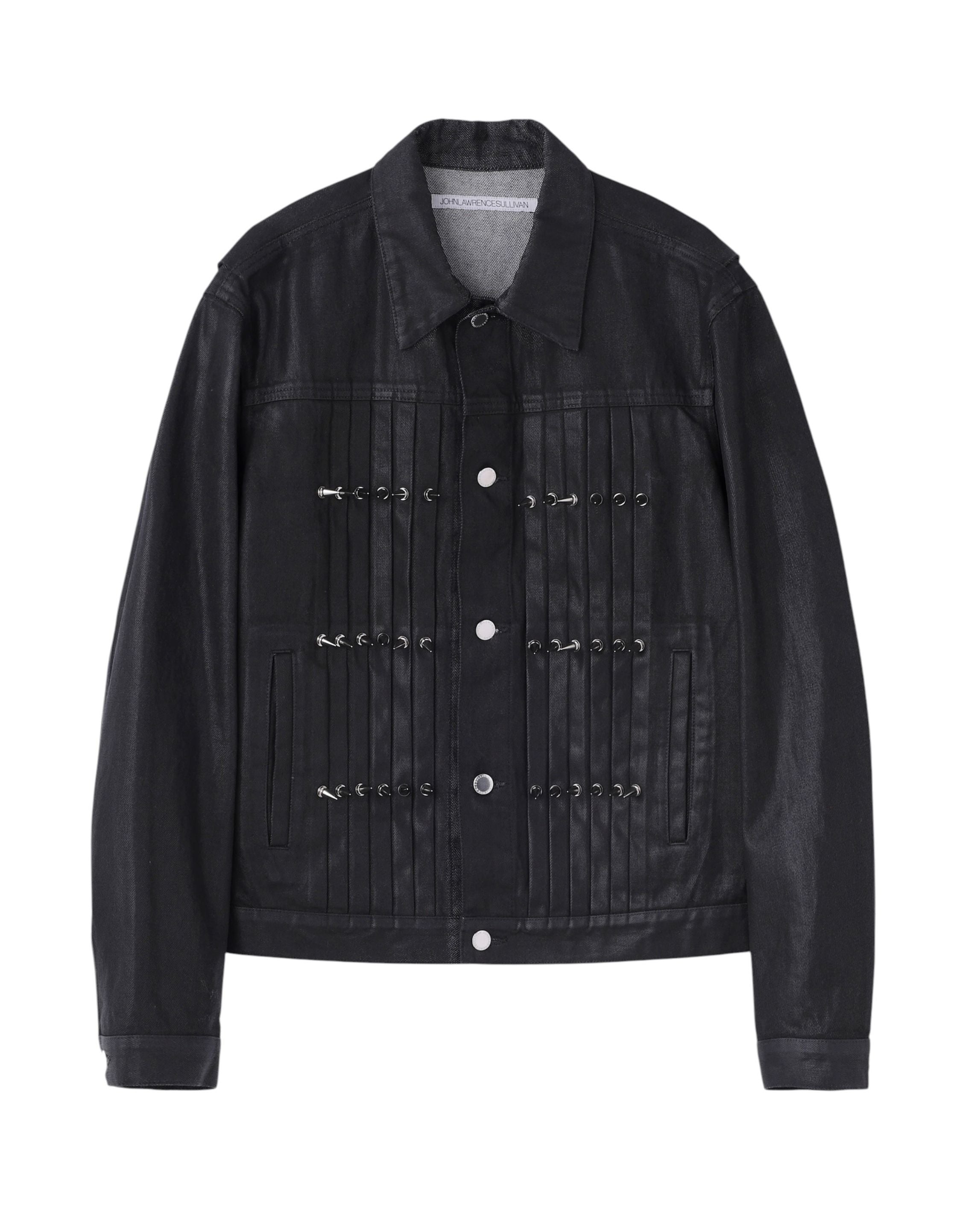 WASHED DENIM STUDDED JACKET