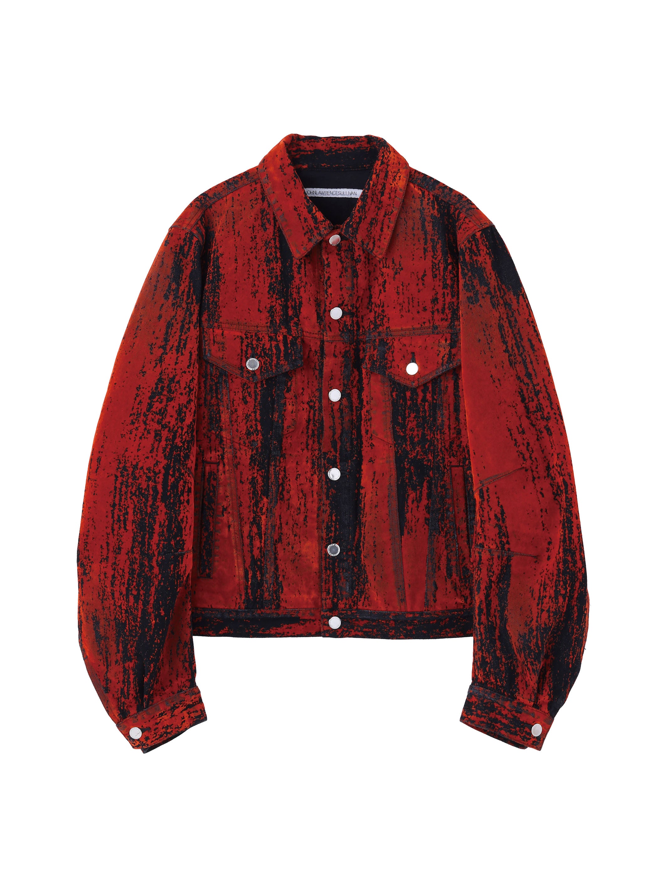 FLOCKED DENIM MASSIVE ROUNDED SLEEVE JACKET