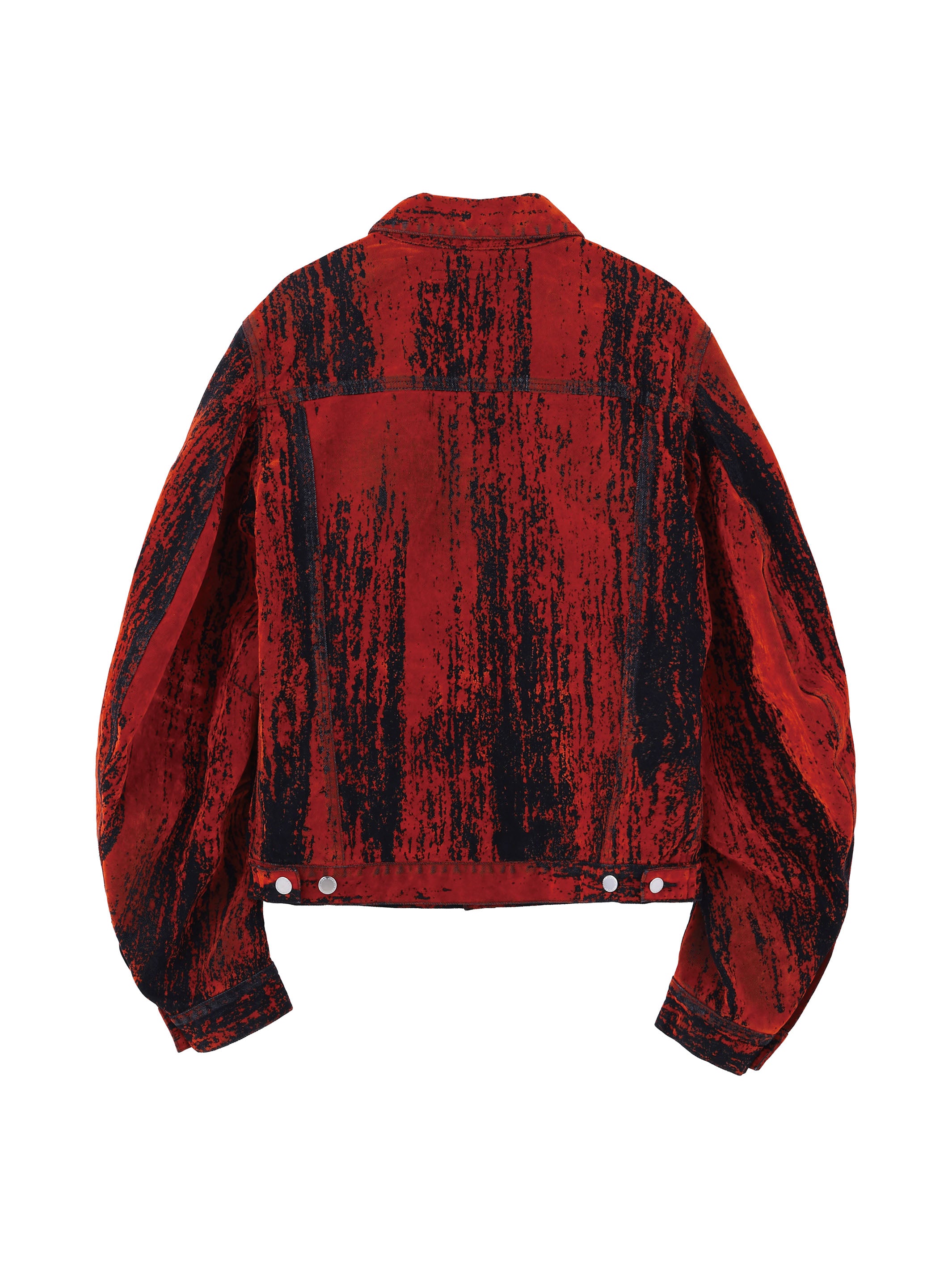 FLOCKED DENIM MASSIVE ROUNDED SLEEVE JACKET