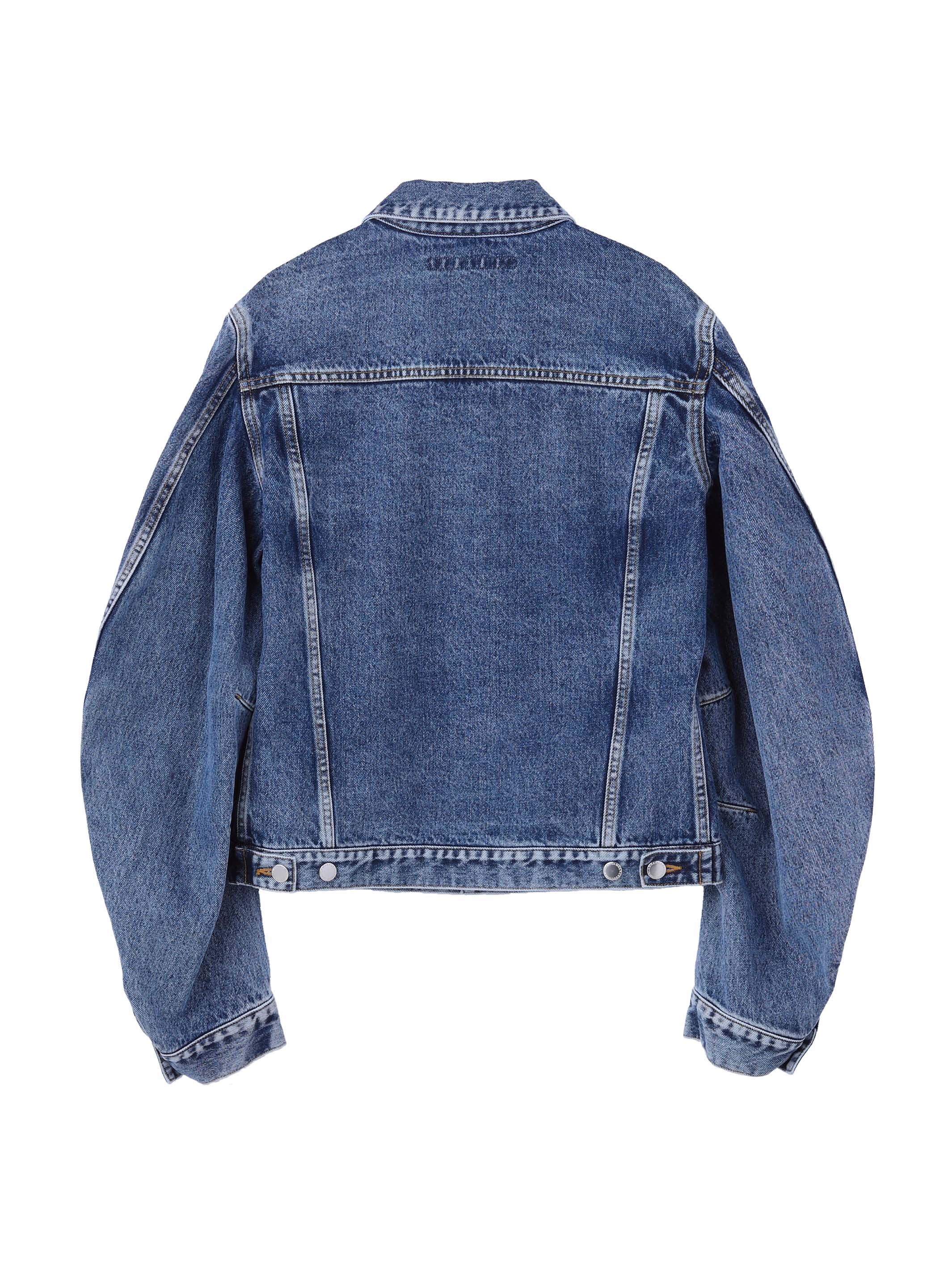 WASHED DENIM MASSIVE ROUNDED SLEEVE JACKET