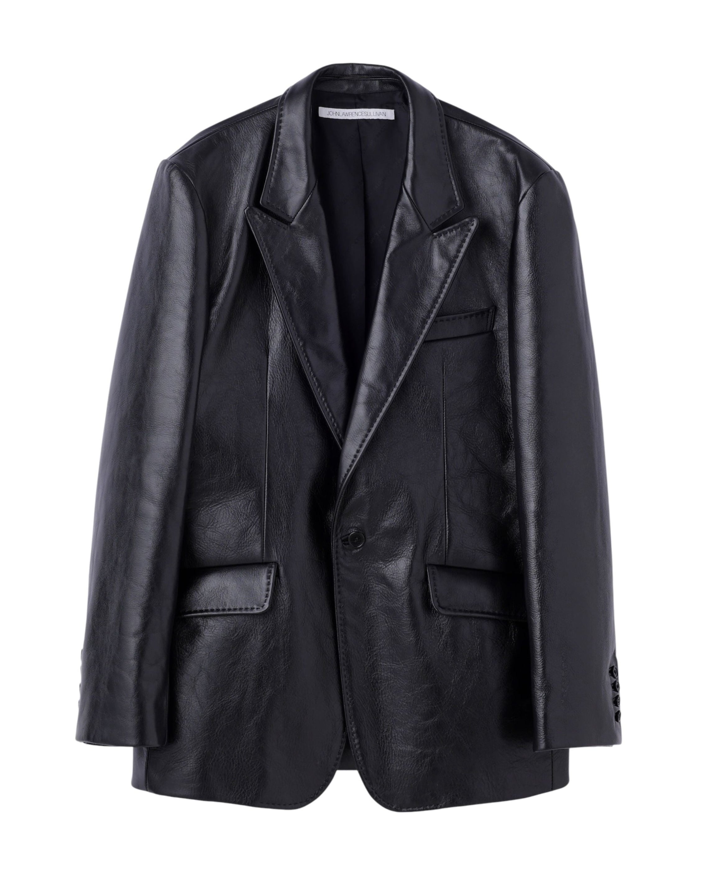 ★最高級 鹿革★ TUVALU テーラード ジャケット 韓国製 ブラック XL LEATHER SINGLE BREASTED JACKET