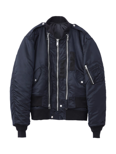 NYLON STACKED BOMBER JACKET