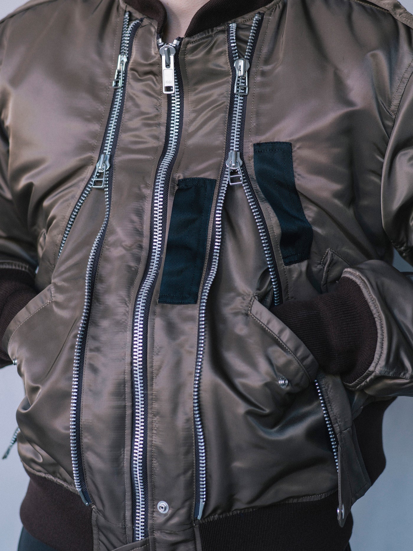 NYLON STACKED BOMBER JACKET