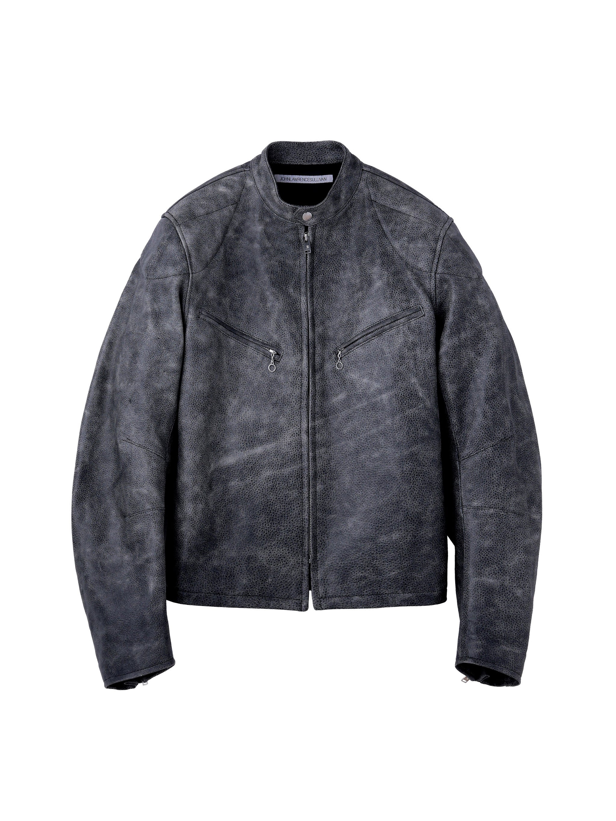 LEATHER MASSIVE ROUNDED SLEEVE BIKER JACKET
