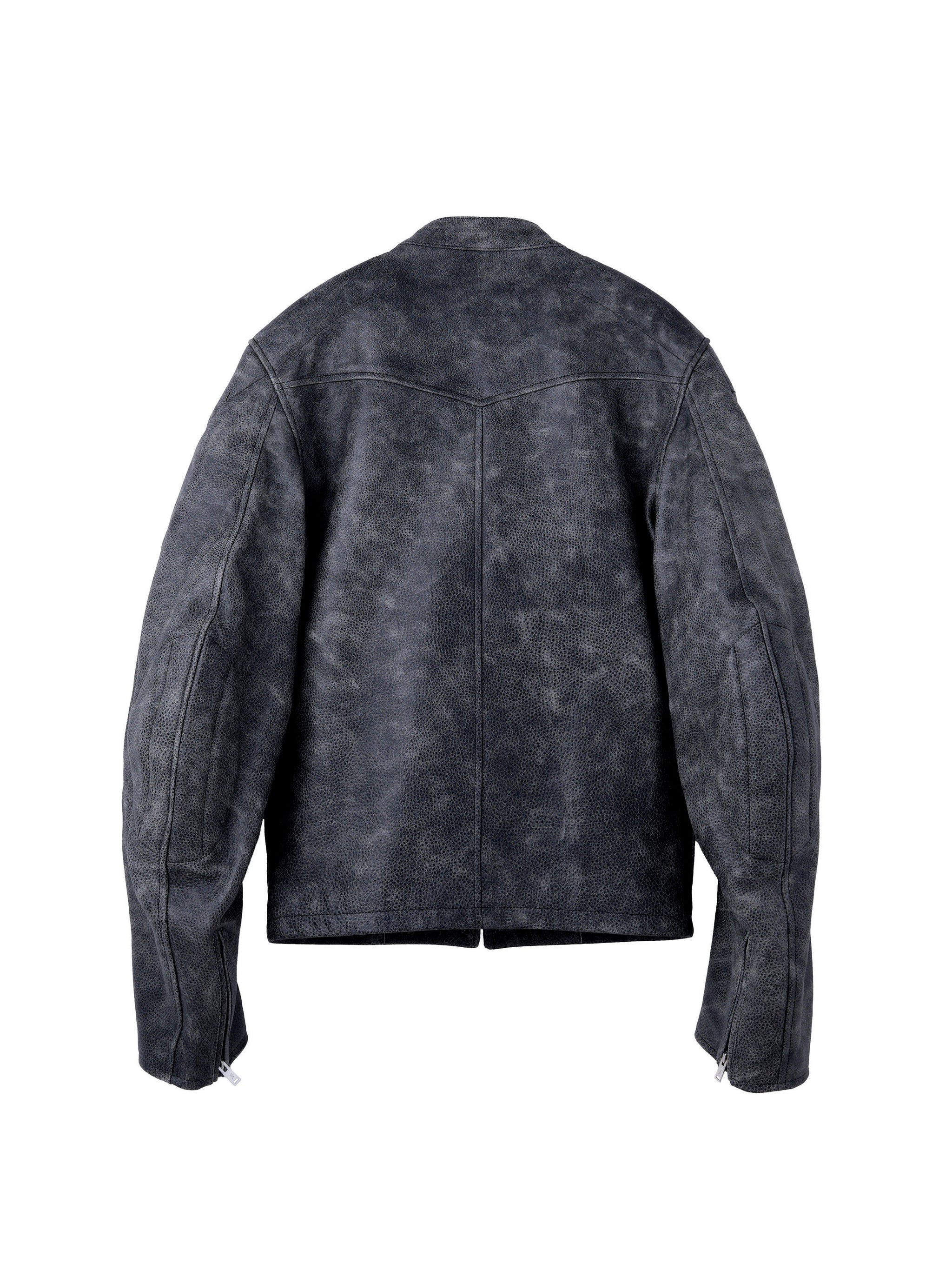 LEATHER MASSIVE ROUNDED SLEEVE BIKER JACKET