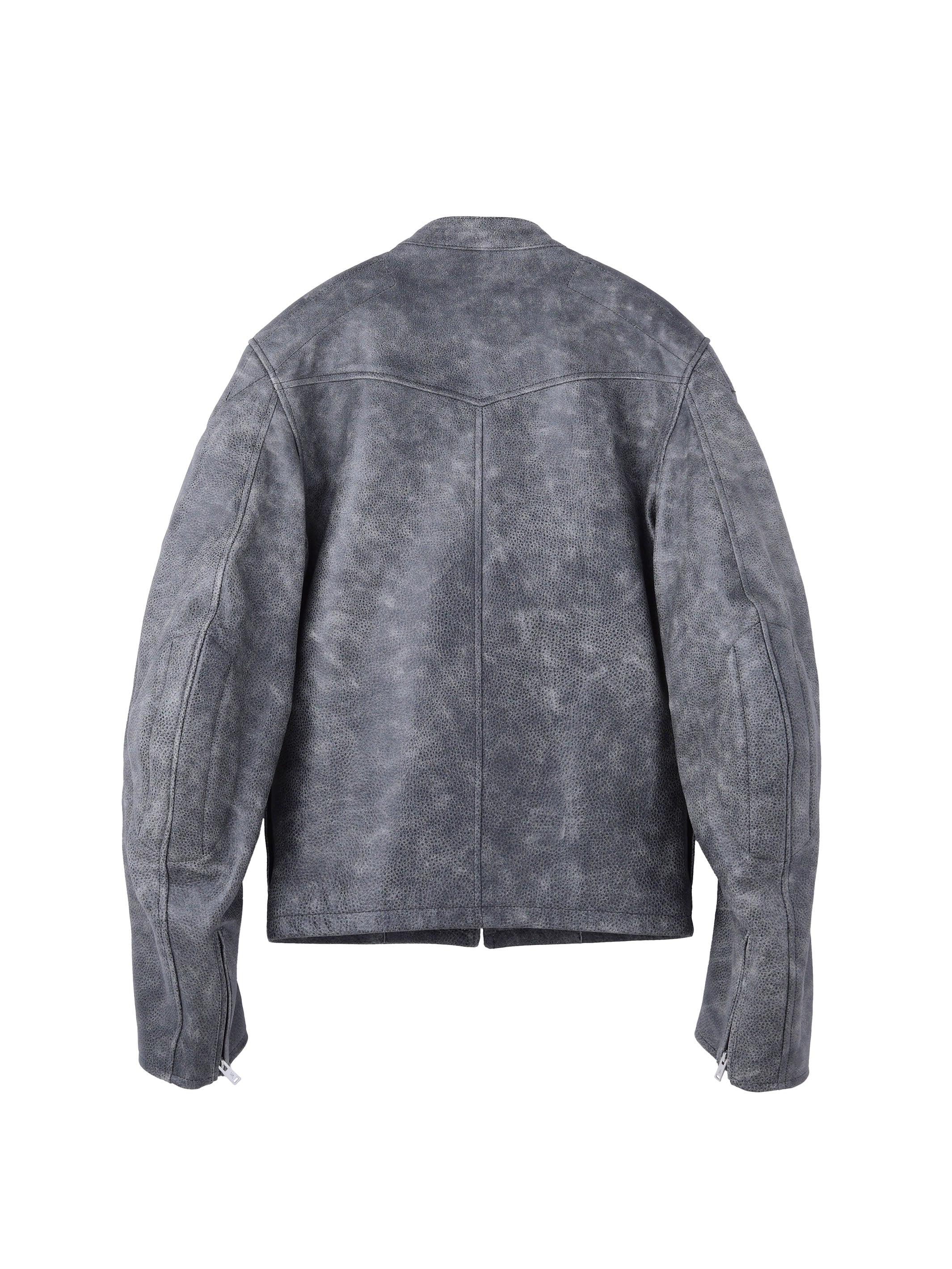 LEATHER MASSIVE ROUNDED SLEEVE BIKER JACKET