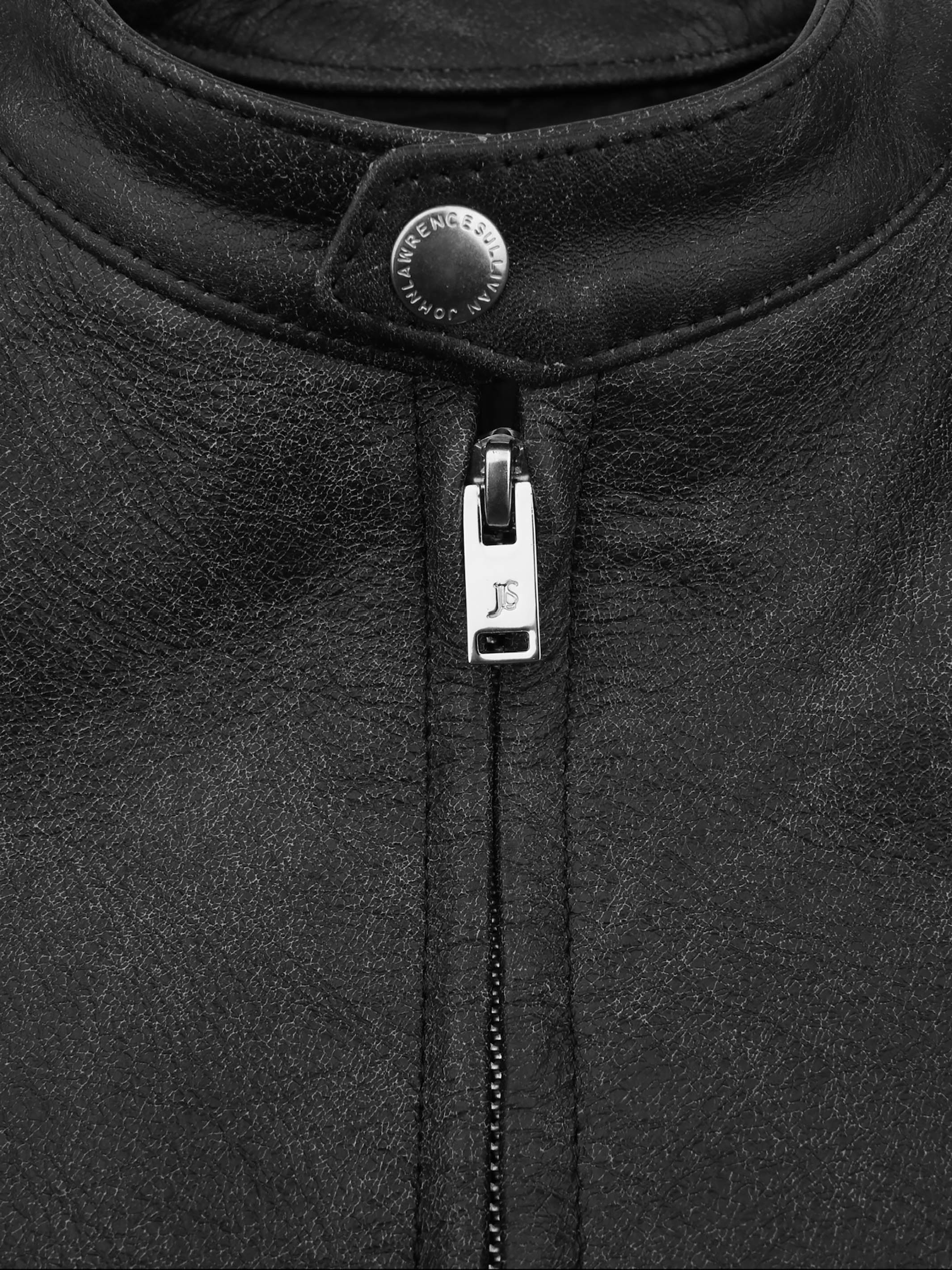 LEATHER MASSIVE ROUNDED SLEEVE BIKER JACKET