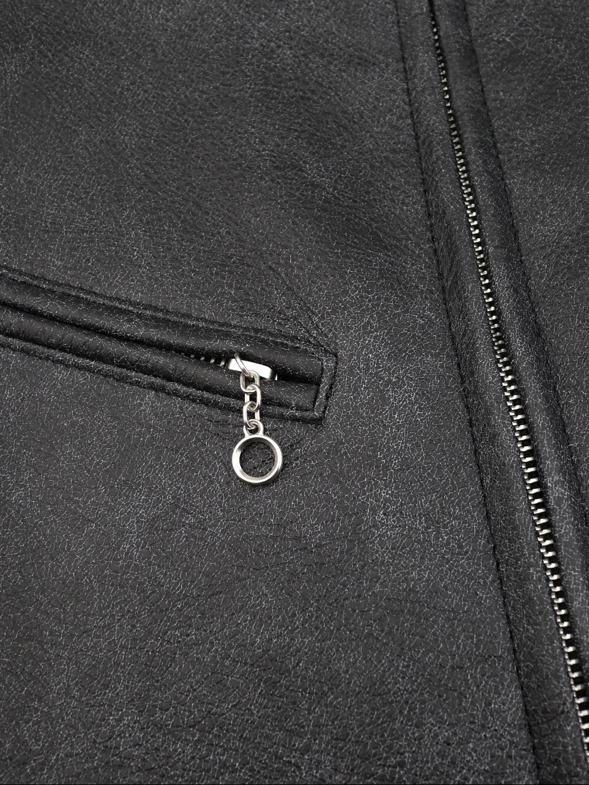 LEATHER MASSIVE ROUNDED SLEEVE BIKER JACKET
