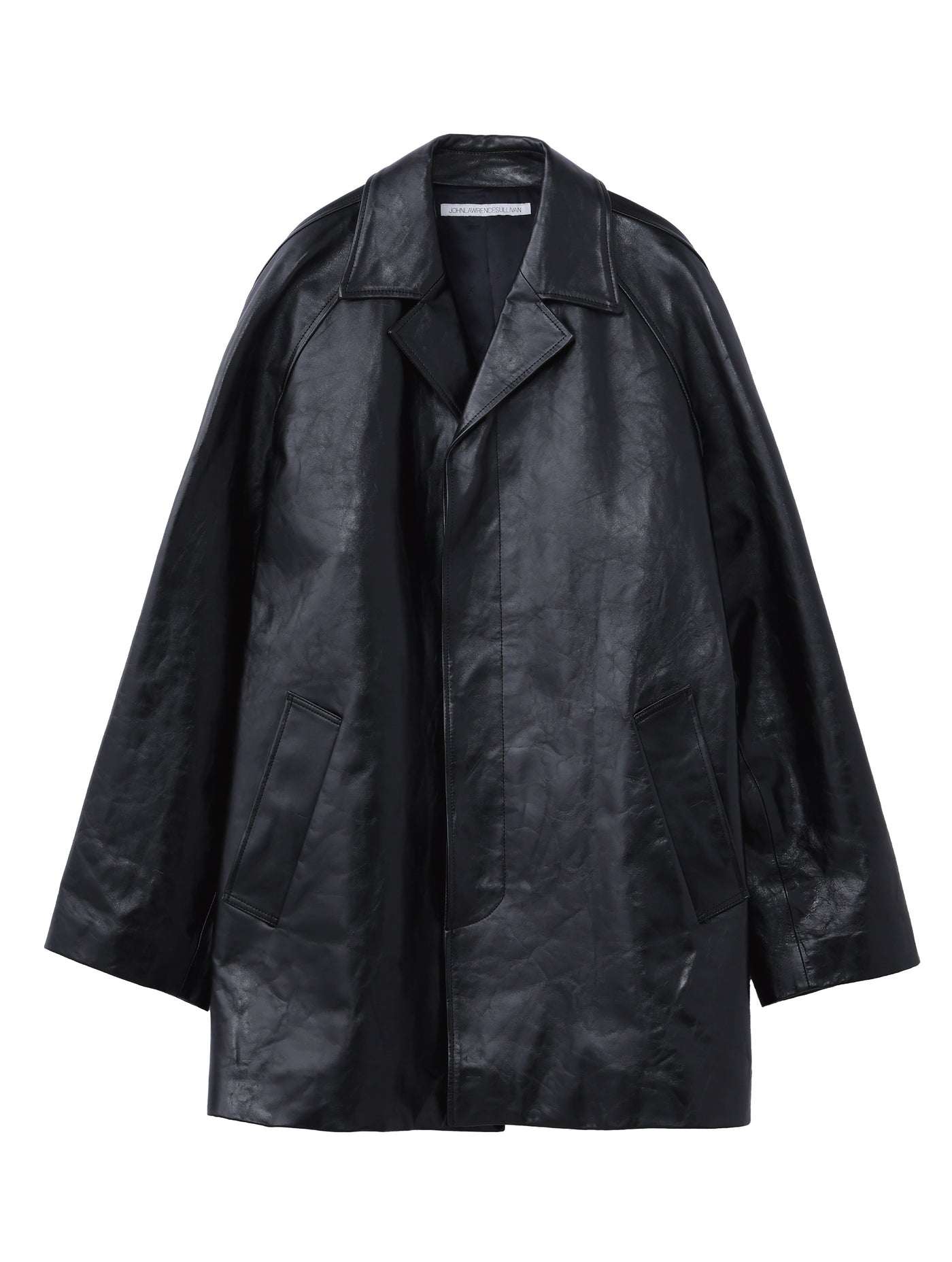 LEATHER FLY FRONT SINGLE COAT