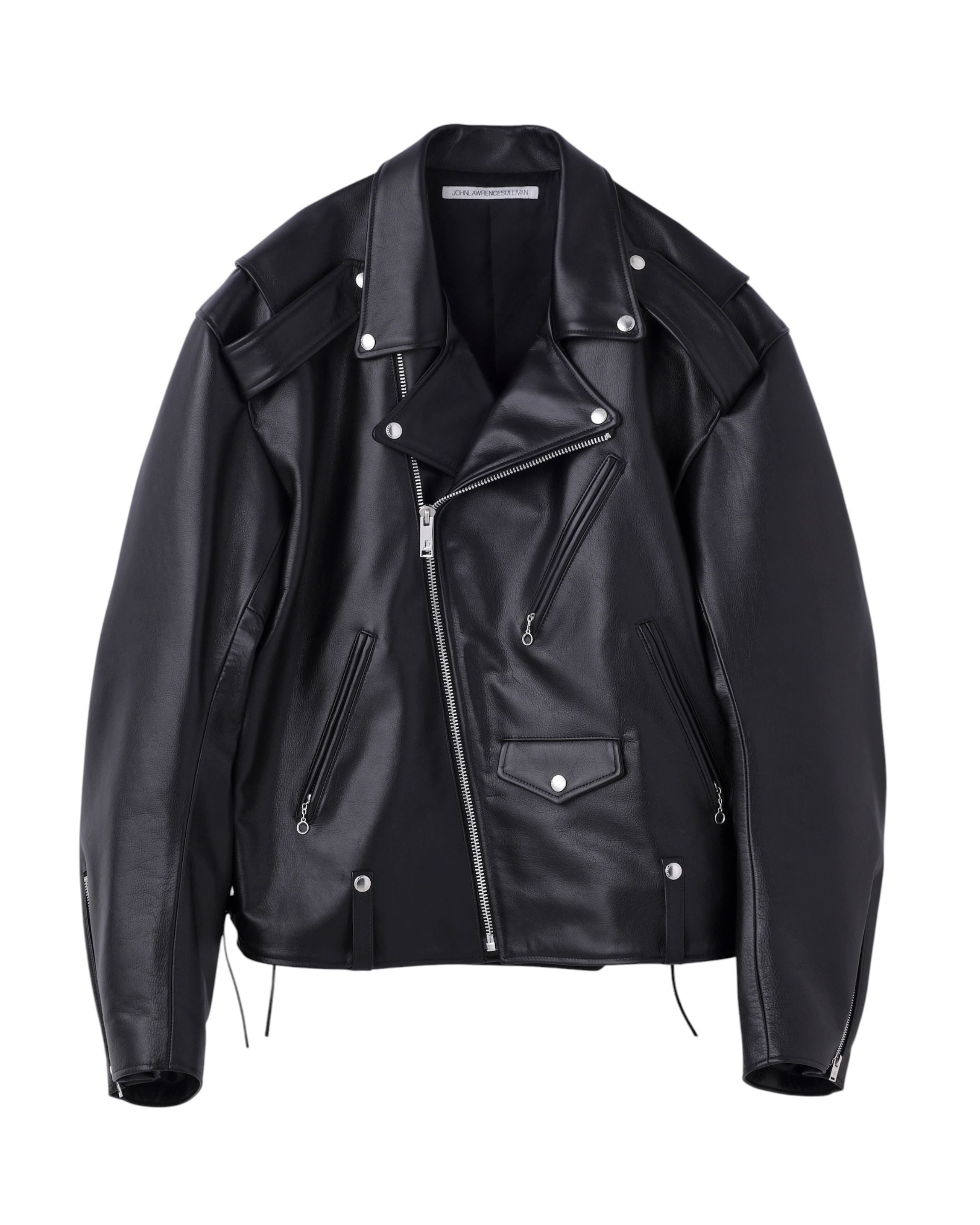 LEATHER MASSIVE ROUNDED SLEEVE BIKERS JACKET