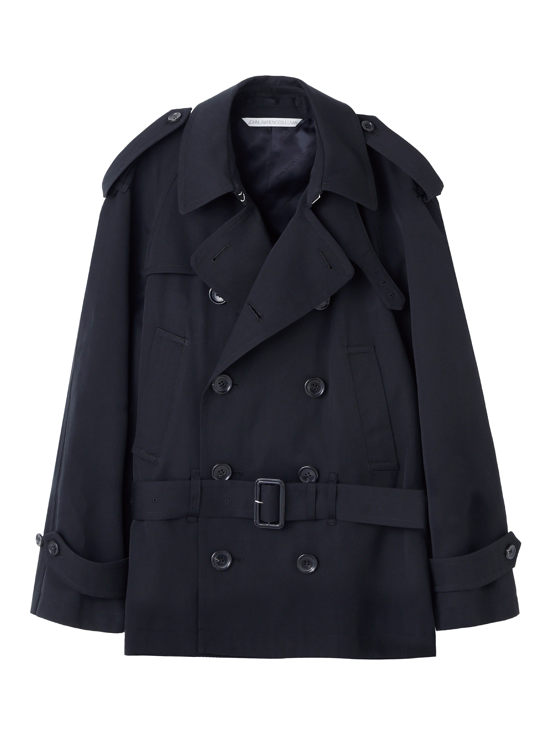 WOOL COTTON TWILL SHORT TRENCH COAT