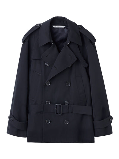 WOOL COTTON TWILL SHORT TRENCH COAT