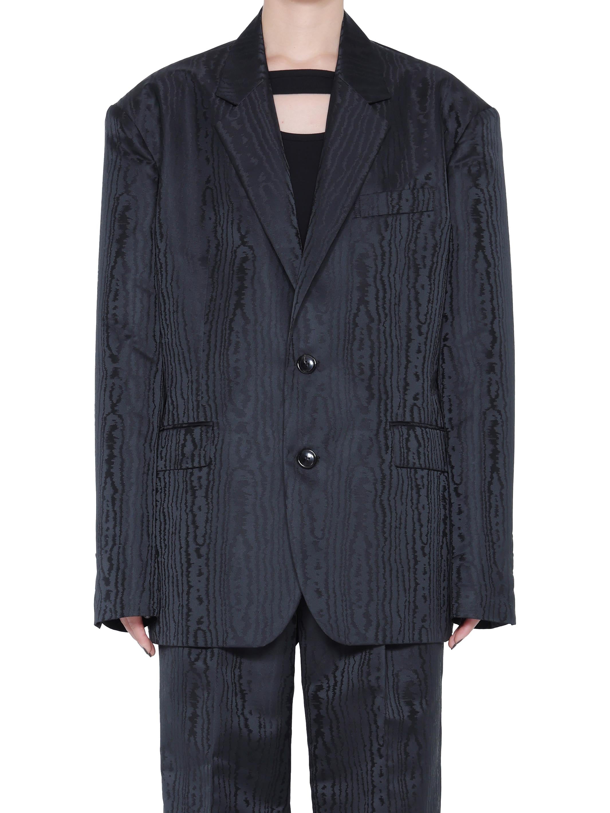 MOIRE JACQUARD OVERSIZED JACKET | BROWN