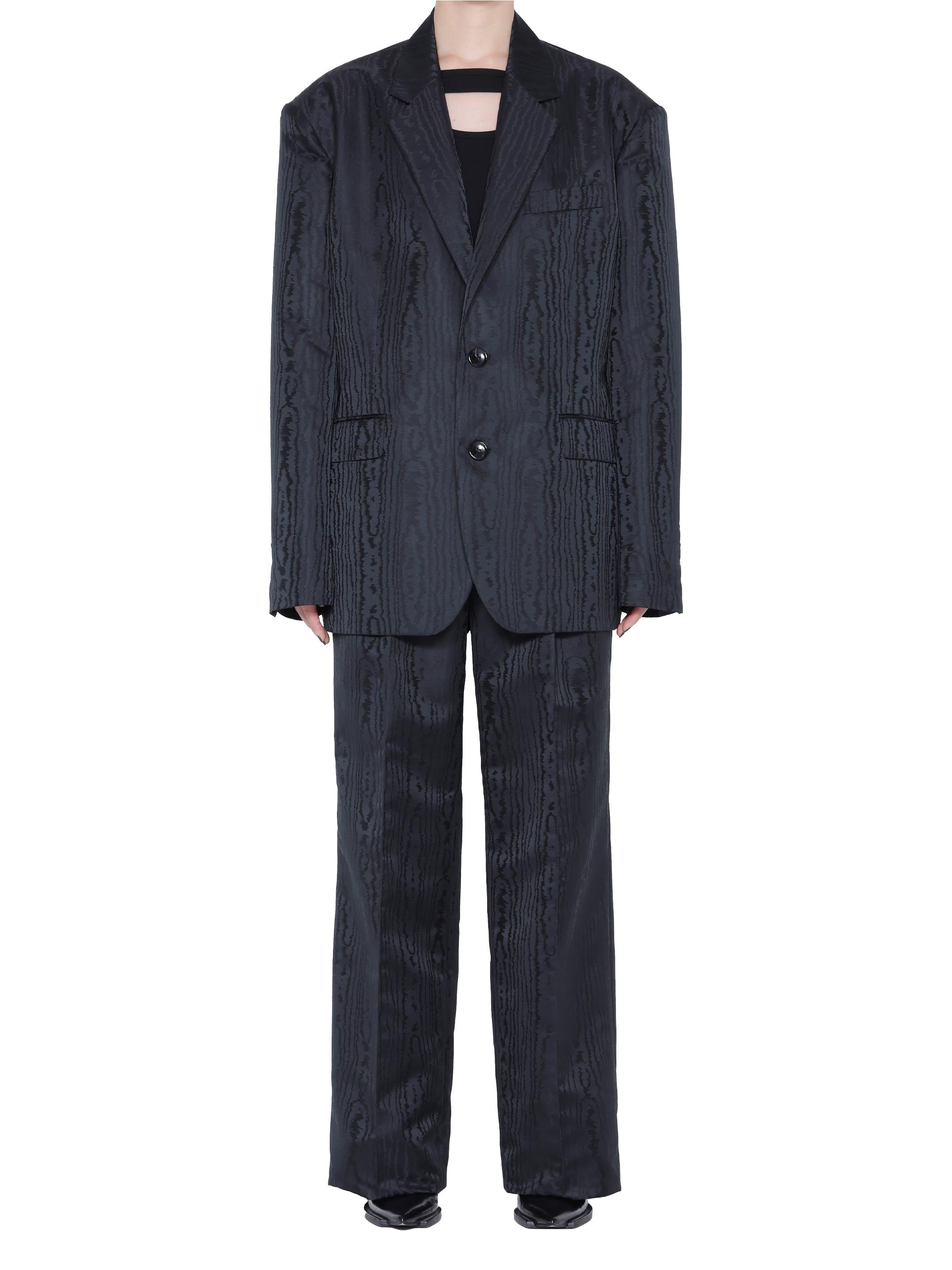 MOIRE JACQUARD OVERSIZED JACKET | BROWN