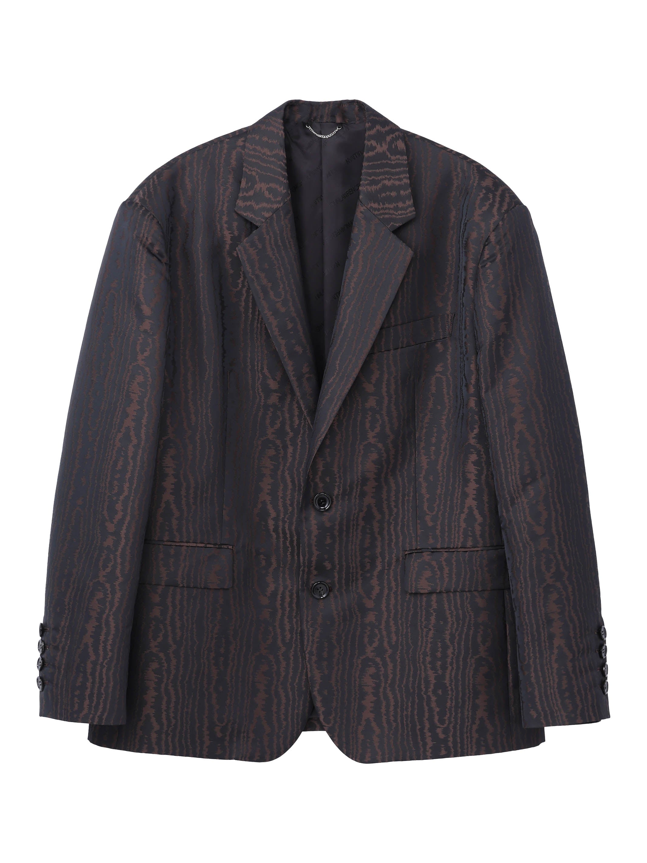 MOIRE JACQUARD OVERSIZED JACKET | BROWN