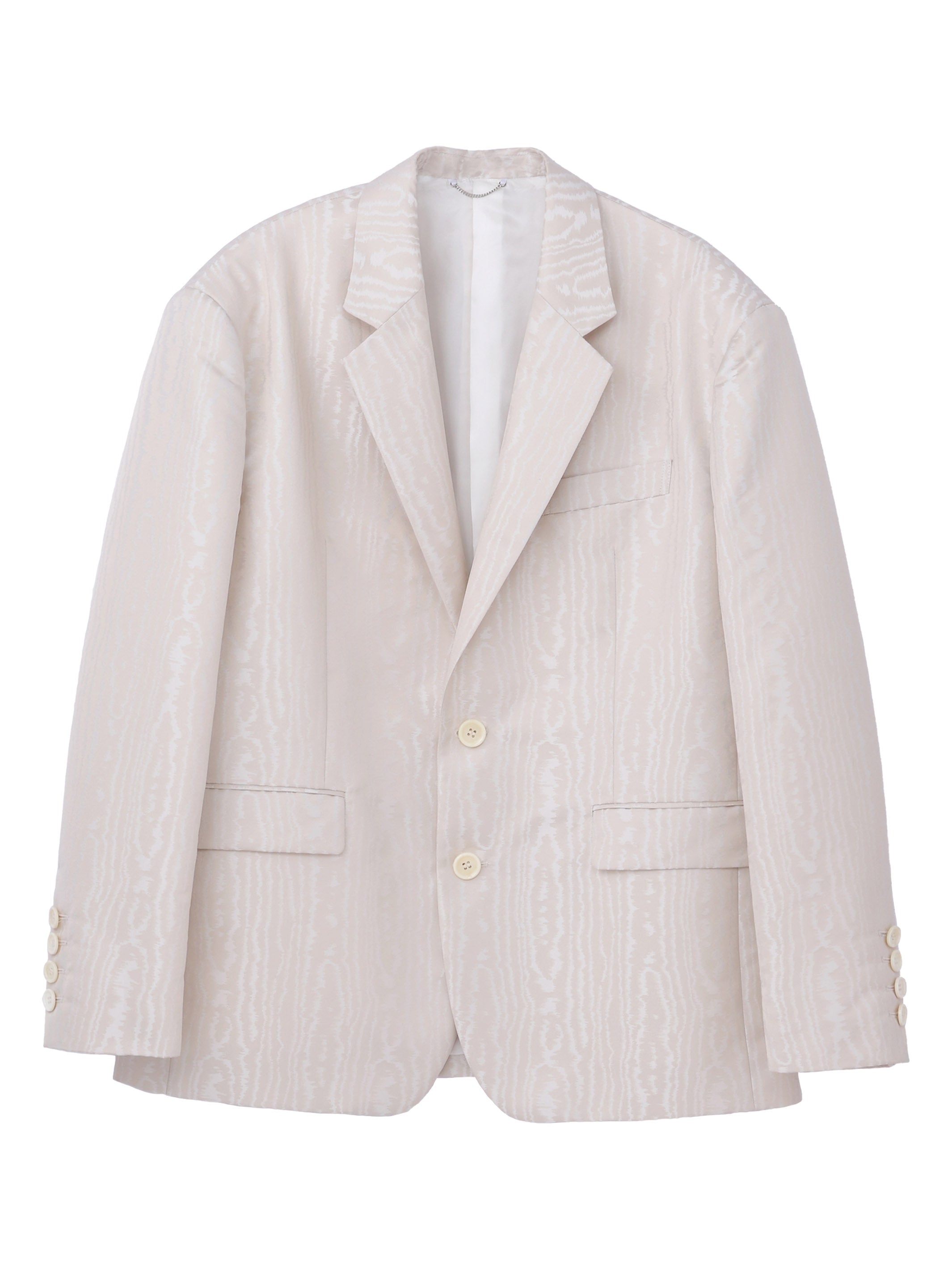 MOIRE JACQUARD OVERSIZED JACKET | WHITE