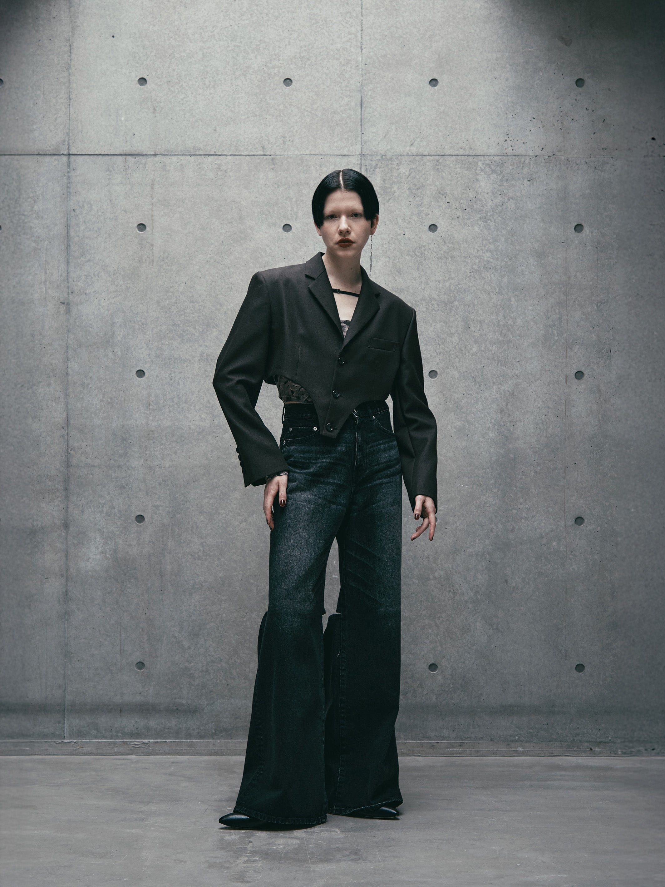 WOOL MOHAIR GABARDINE CUTTING JACKET