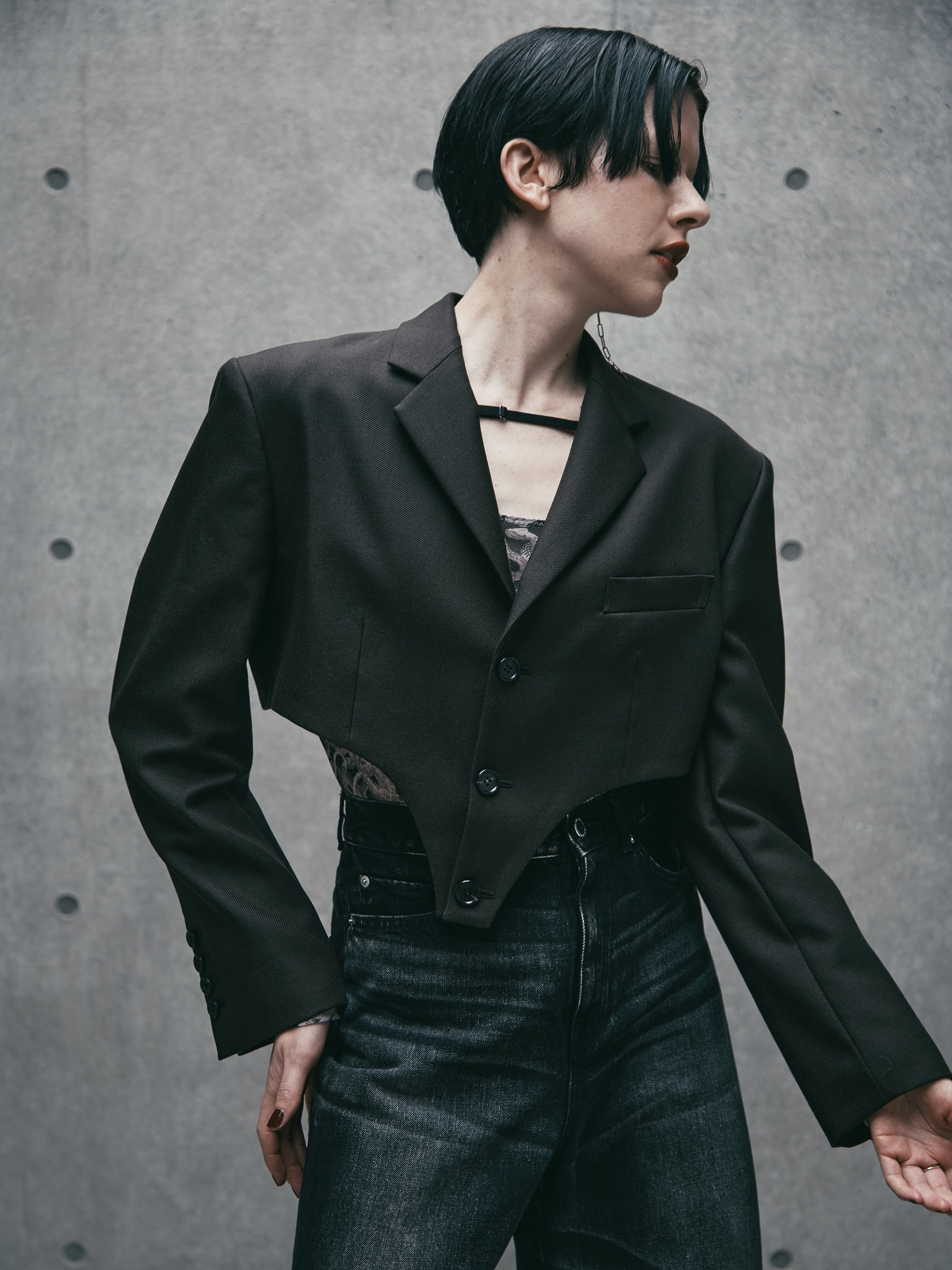 WOOL MOHAIR GABARDINE CUTTING JACKET