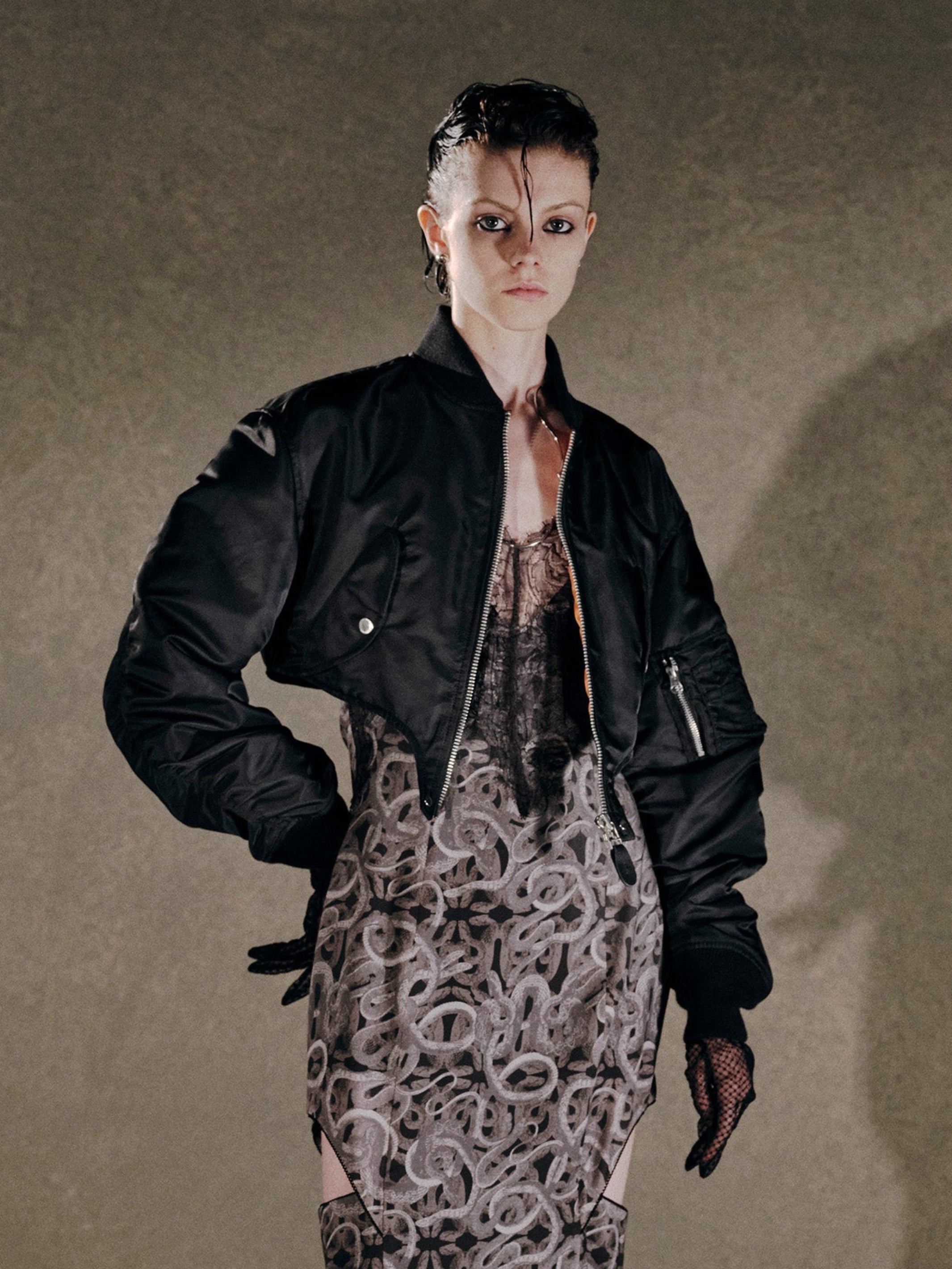 NYLON Twill Cutting Bomber Jacket