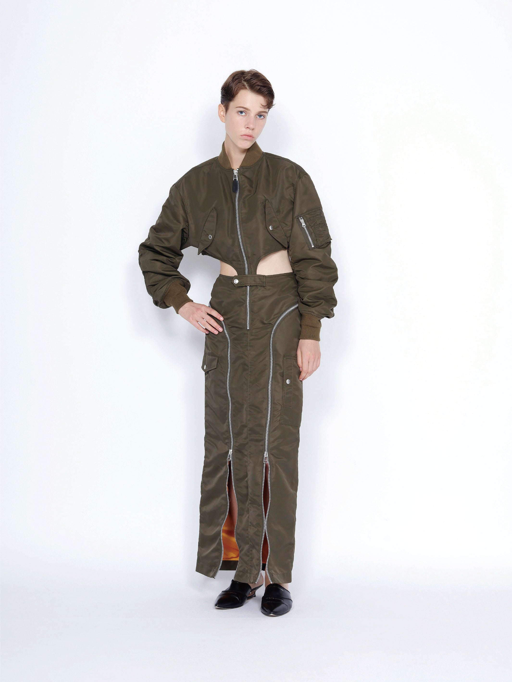 NYLON TWILL CUTTING BOMBER JACKET