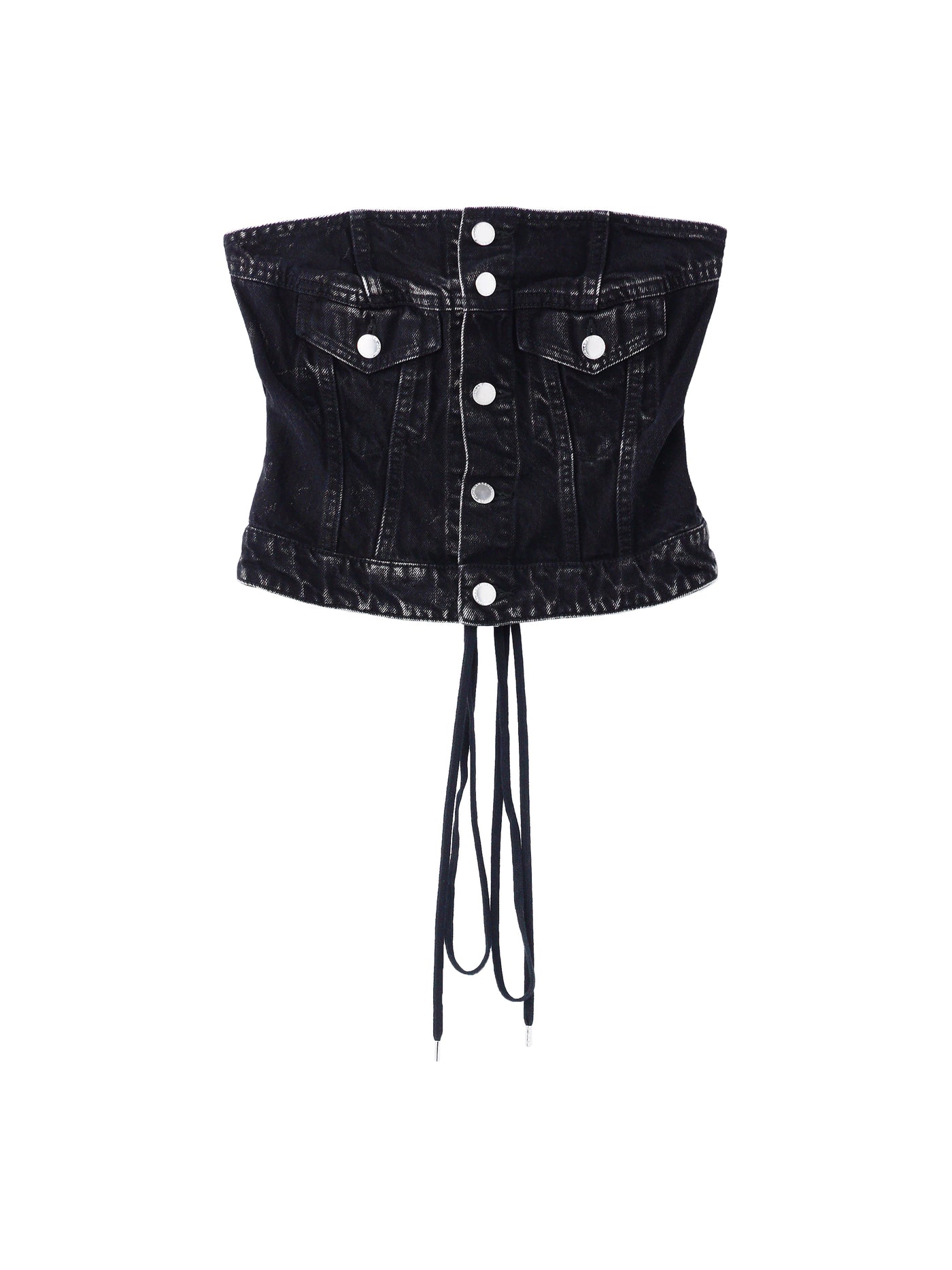 WASHED DENIM CORSET BUSTIER