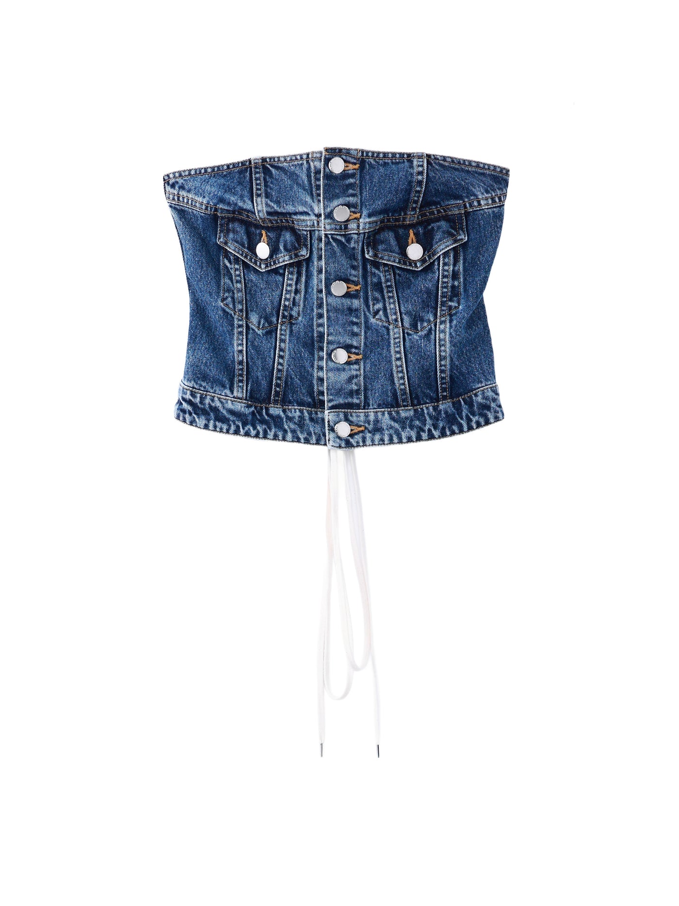 WASHED DENIM CORSET BUSTIER