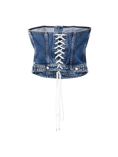 WASHED DENIM CORSET BUSTIER