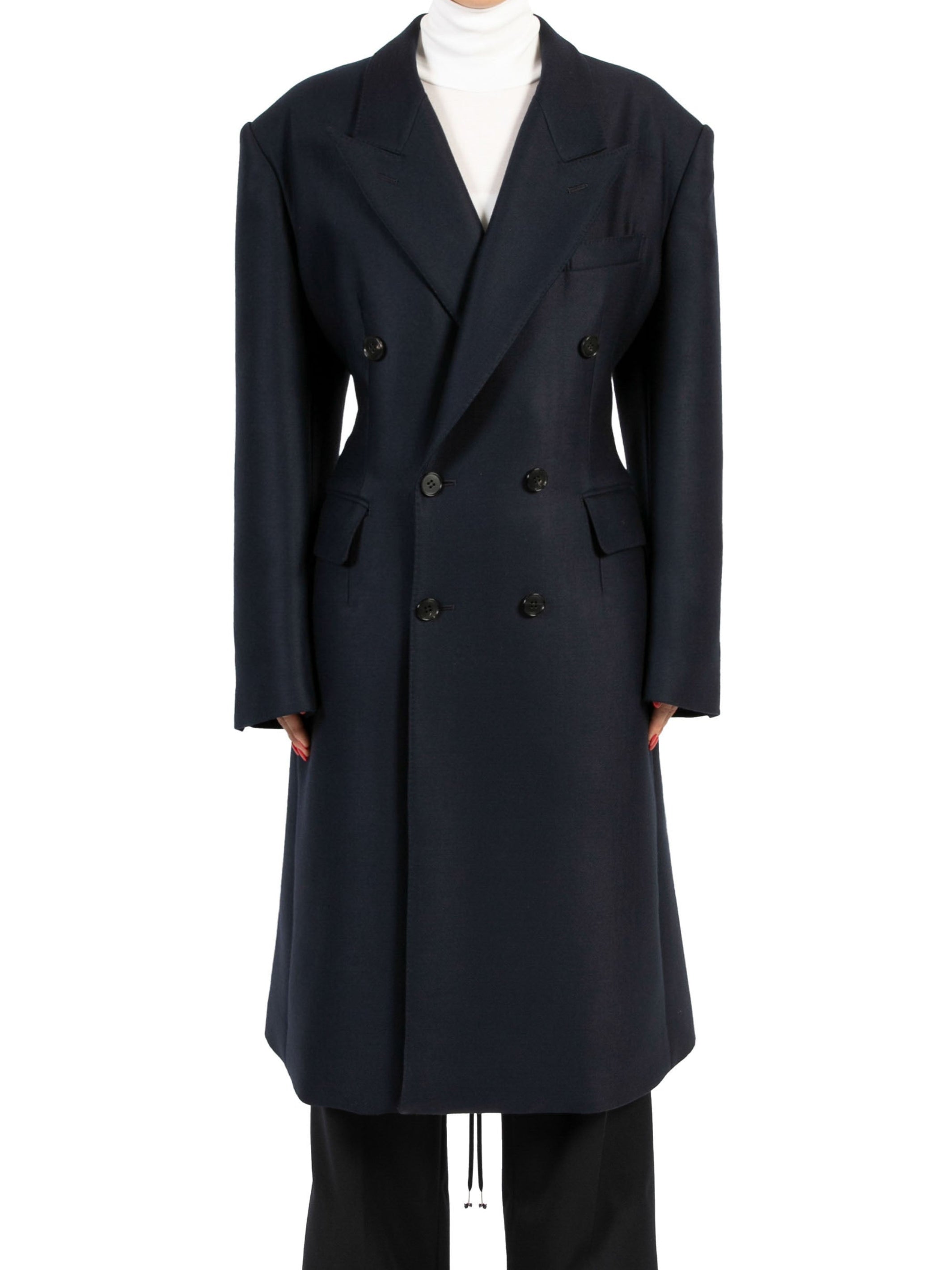 Wool Gabardine Lace-Up Coat