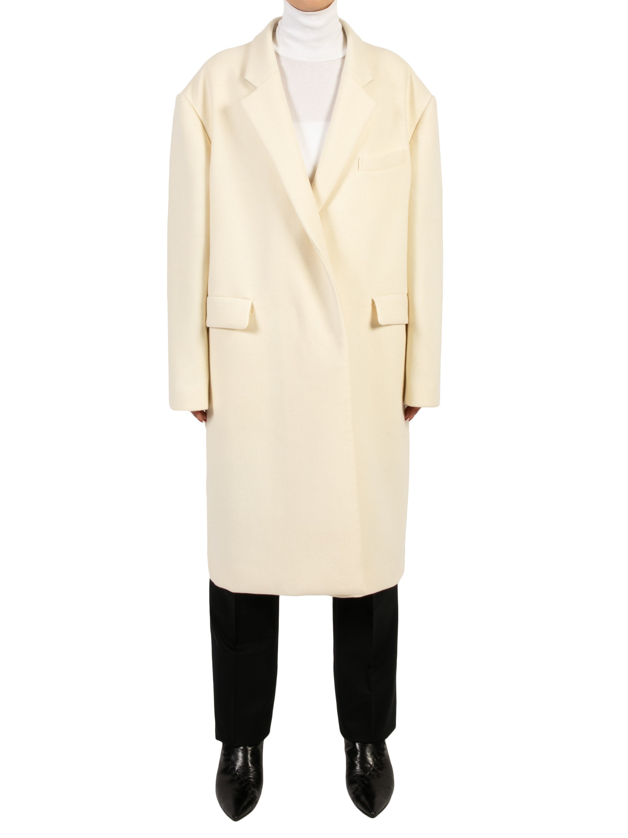 Wool Melton Fly Front Coat