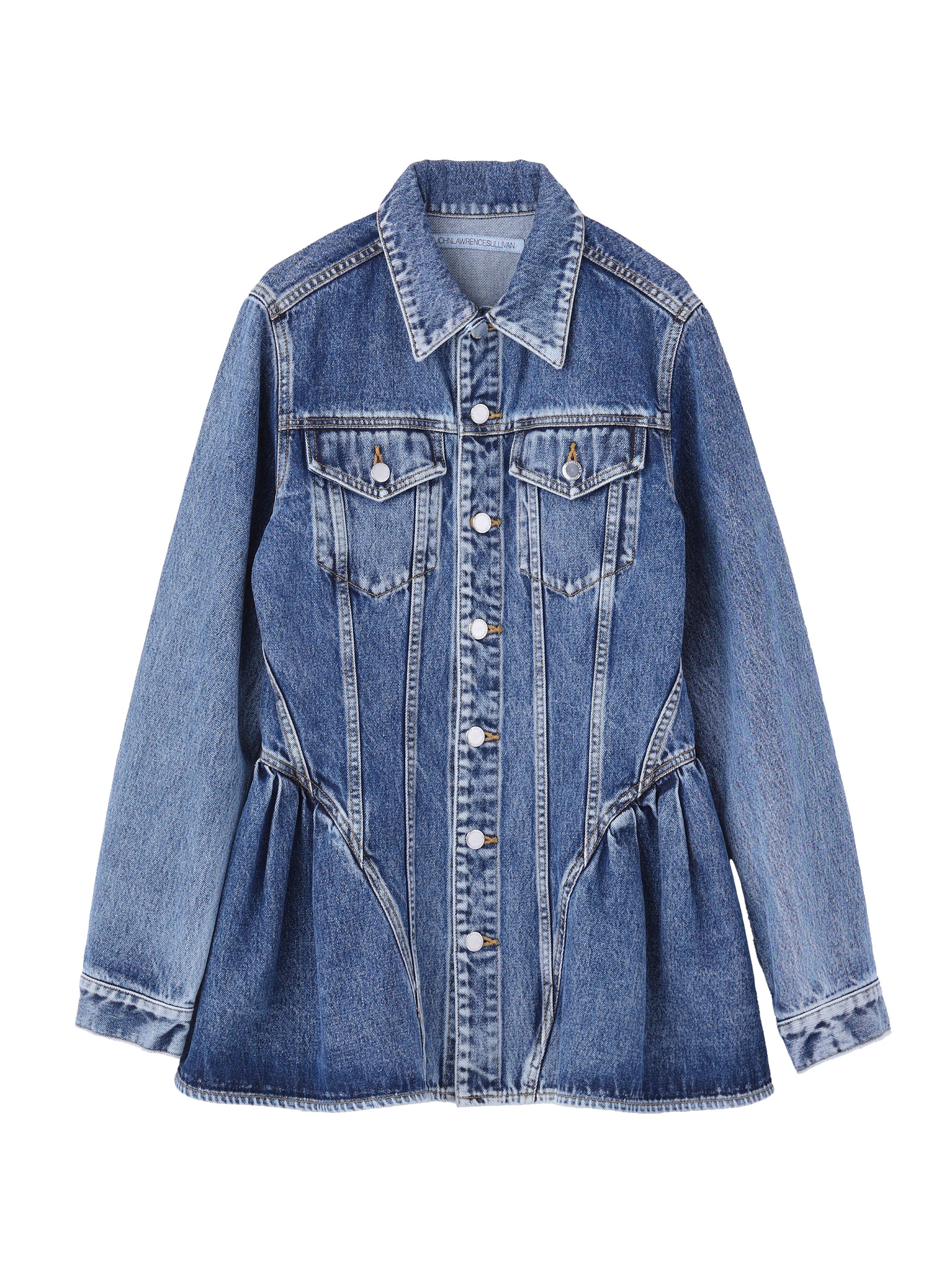 WASHED DENIM PEPLUM JACKET
