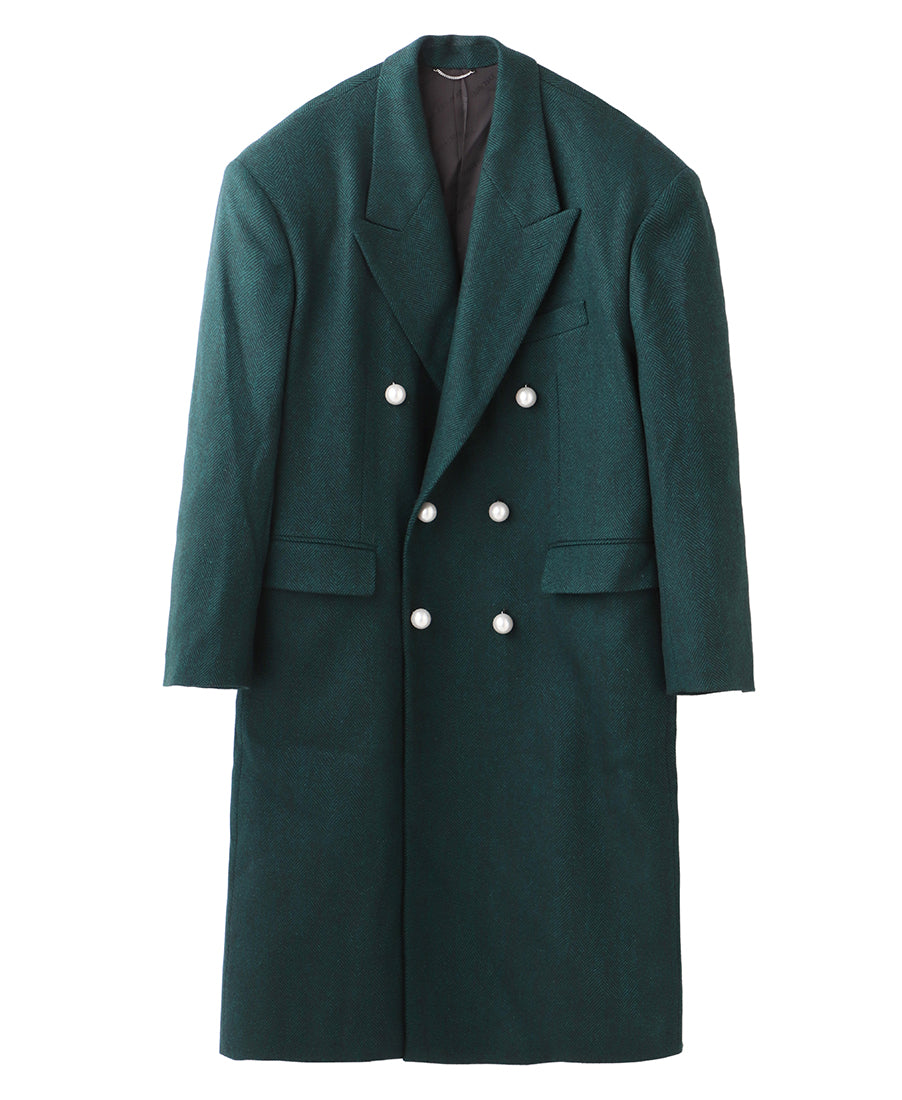 HERRINGBONE TWEED BACK SIDE TUCKED COAT