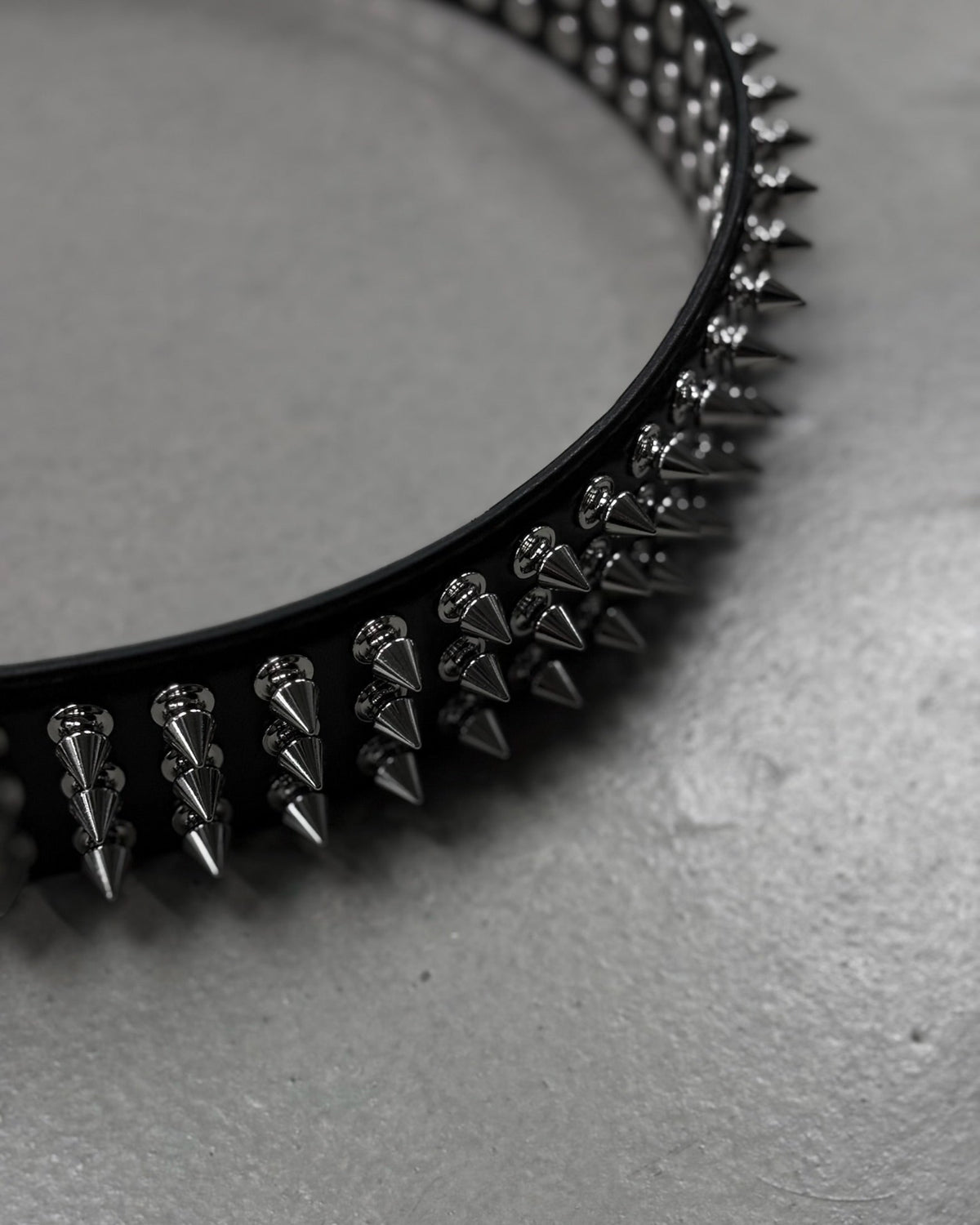 THREE ROW STUDDED LEATHER BELT