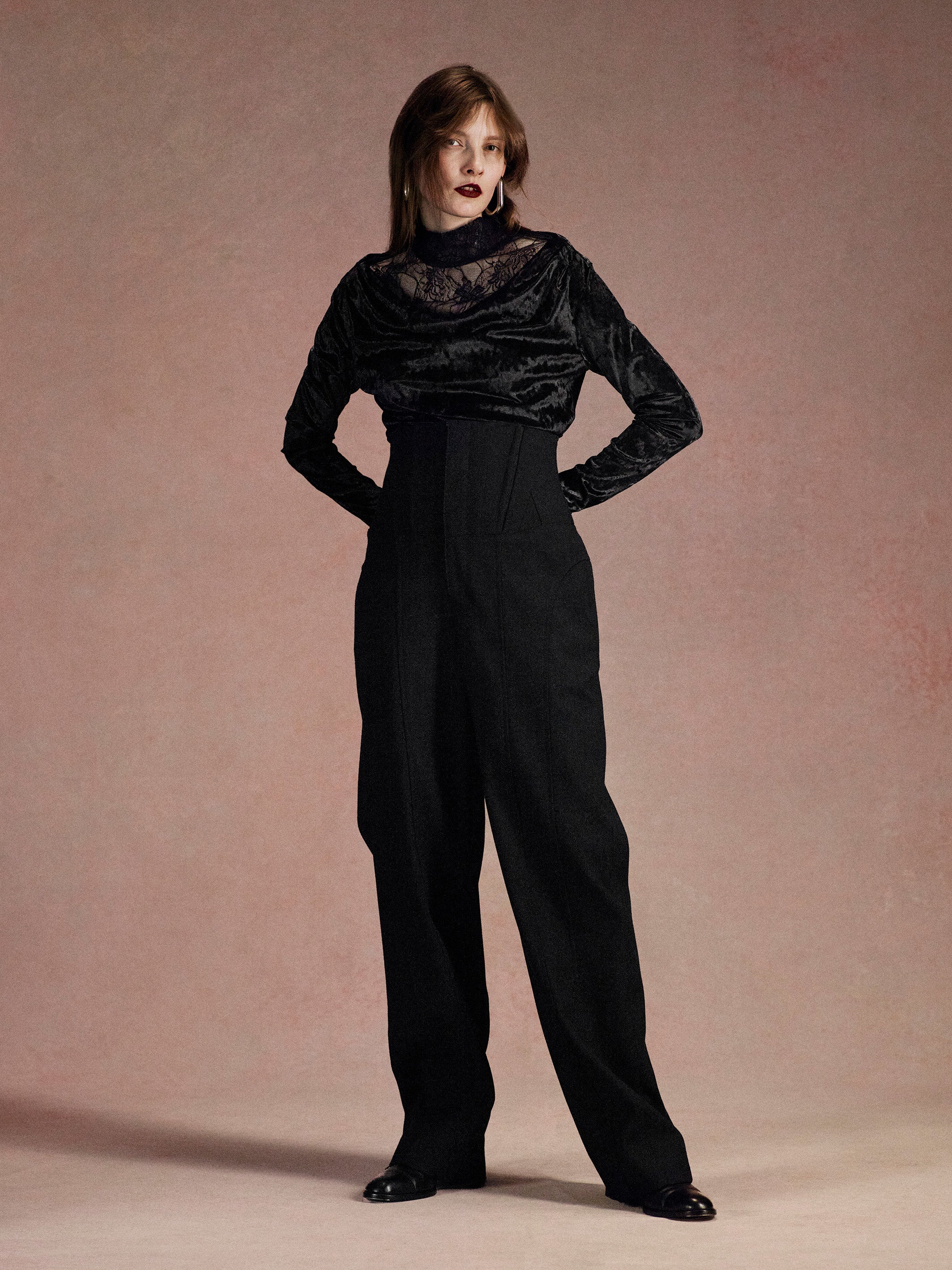 CRUSHED VELOUR GATHERED TOP