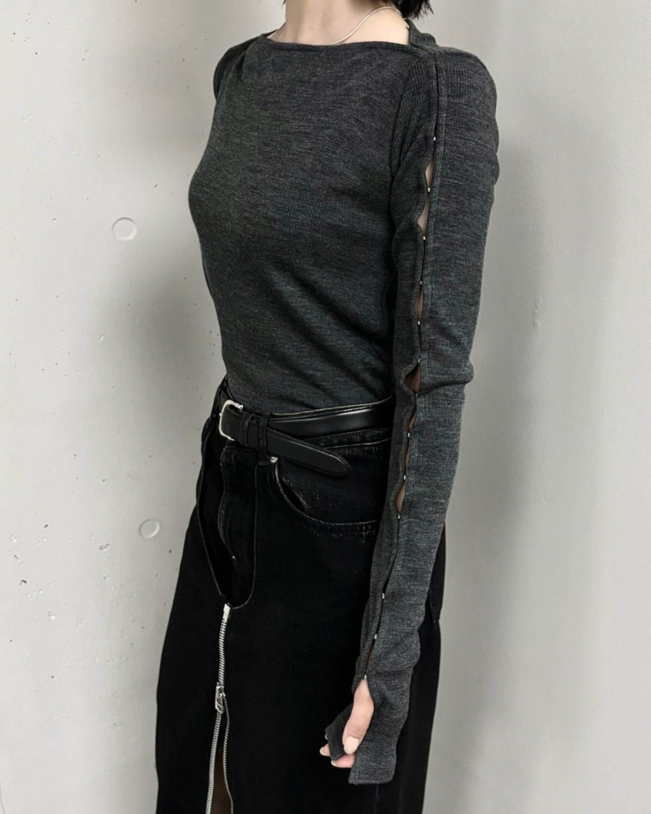 WOOL JERSEY BOAT NECK TOP