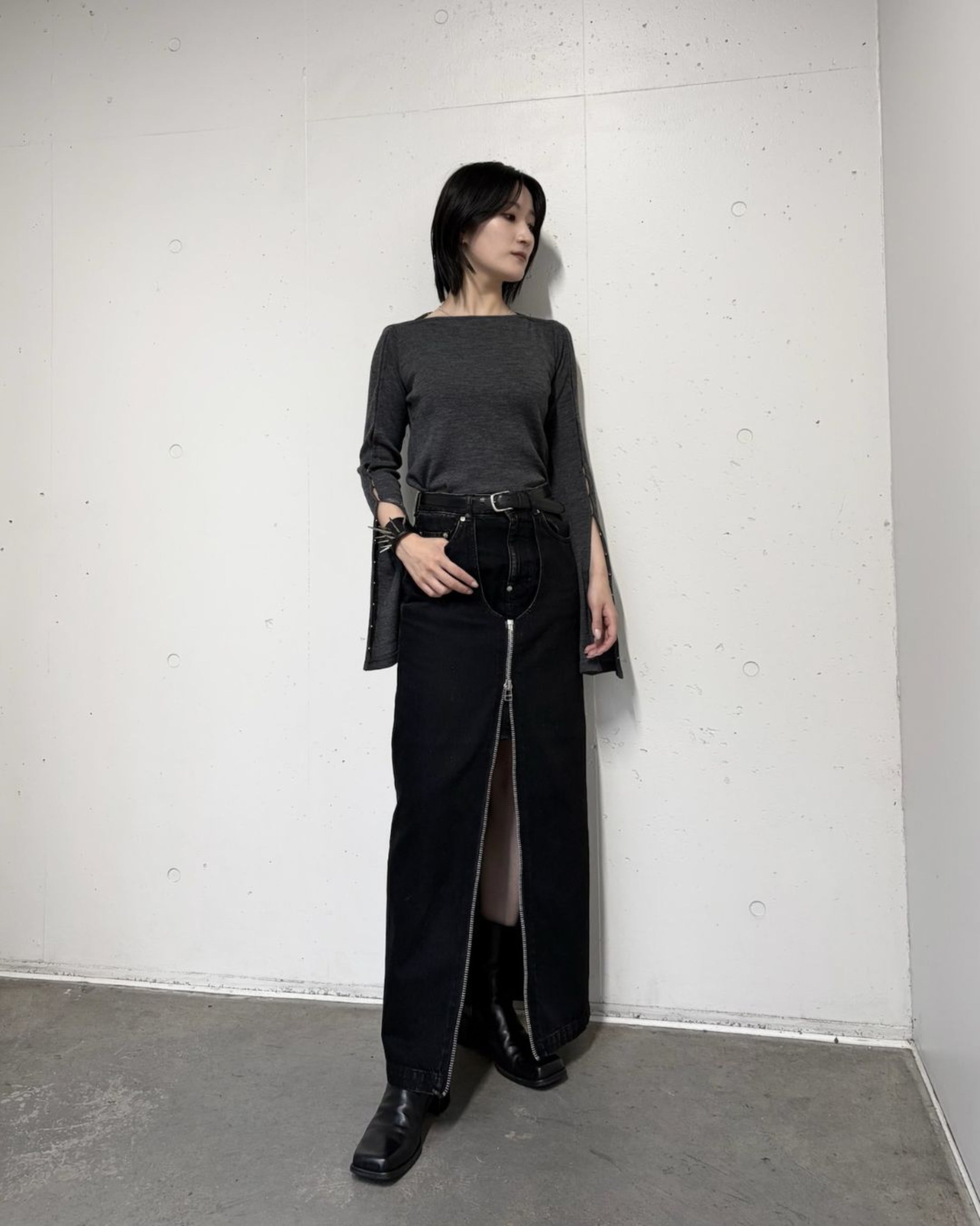 WOOL JERSEY BOAT NECK TOP