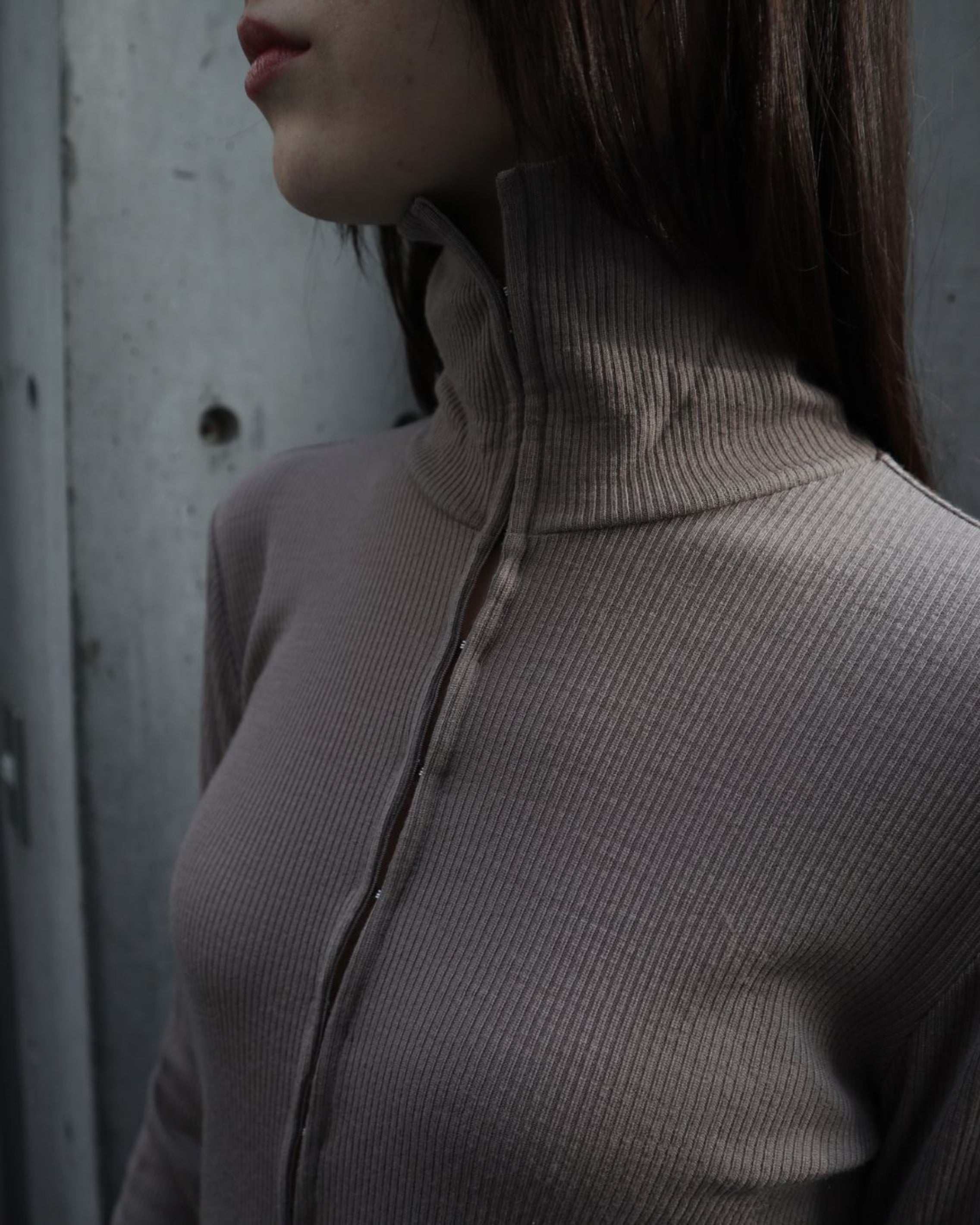 WOOL JERSEY HI NECK TOP