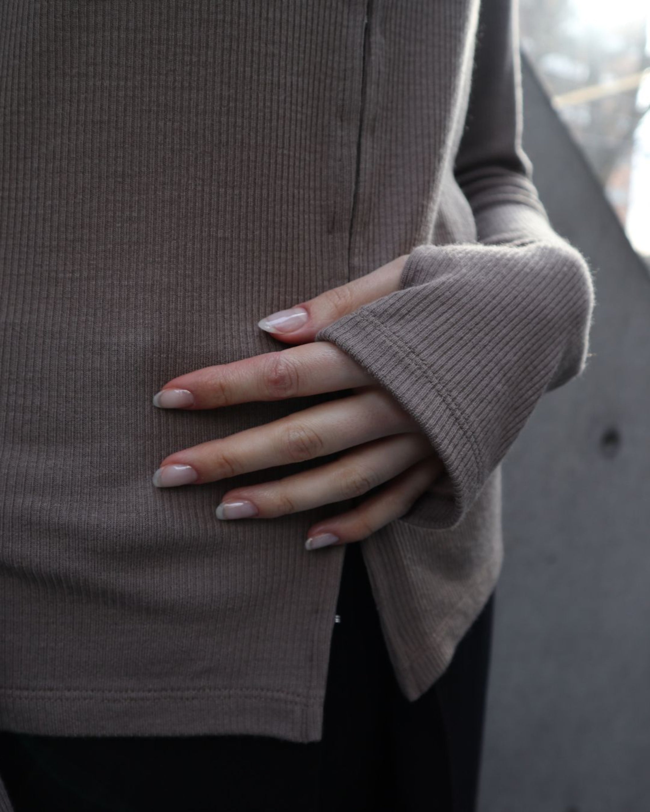 WOOL JERSEY HI NECK TOP