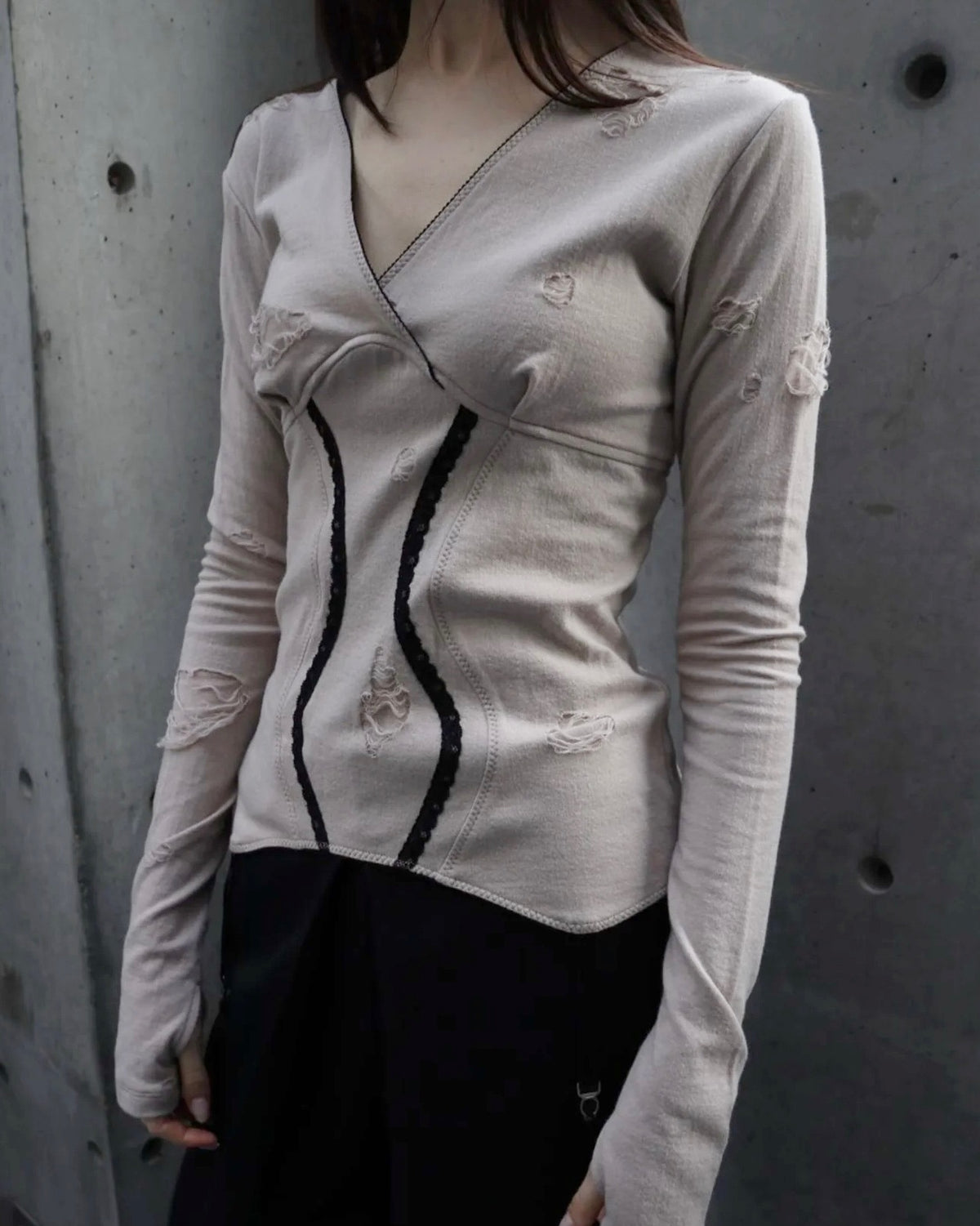 DAMAGED JERSEY TOP