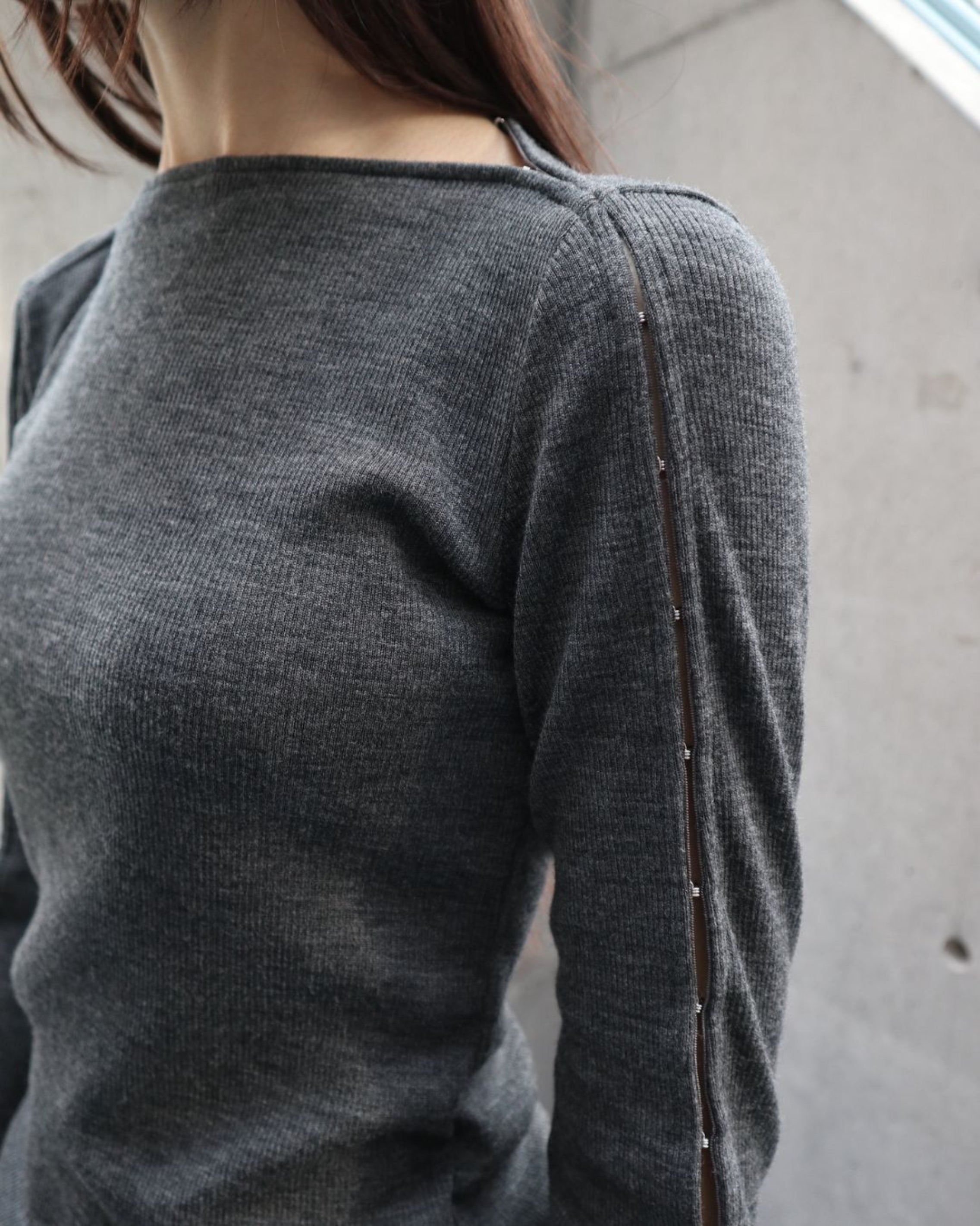 WOOL JERSEY BOAT NECK TOP