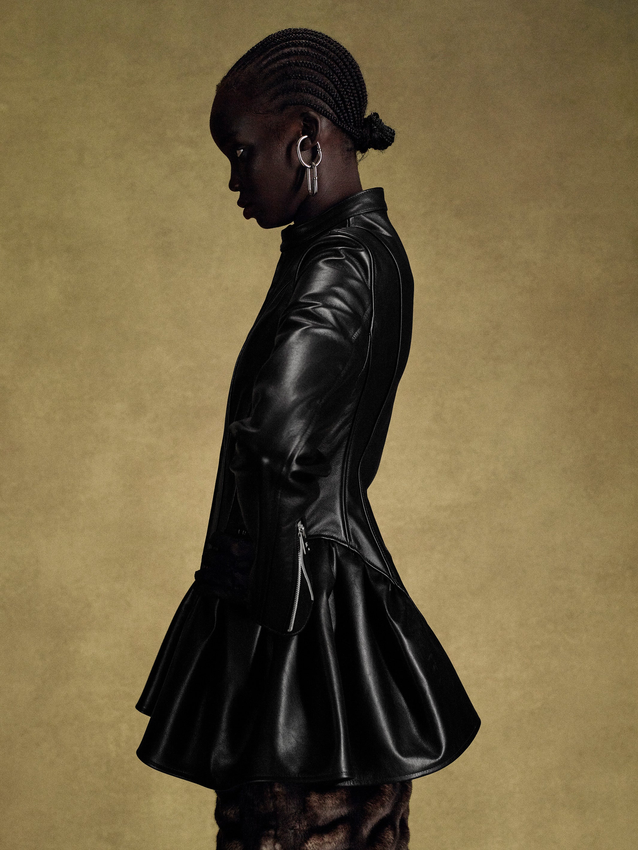 LEATHER PEPLUM JACKET