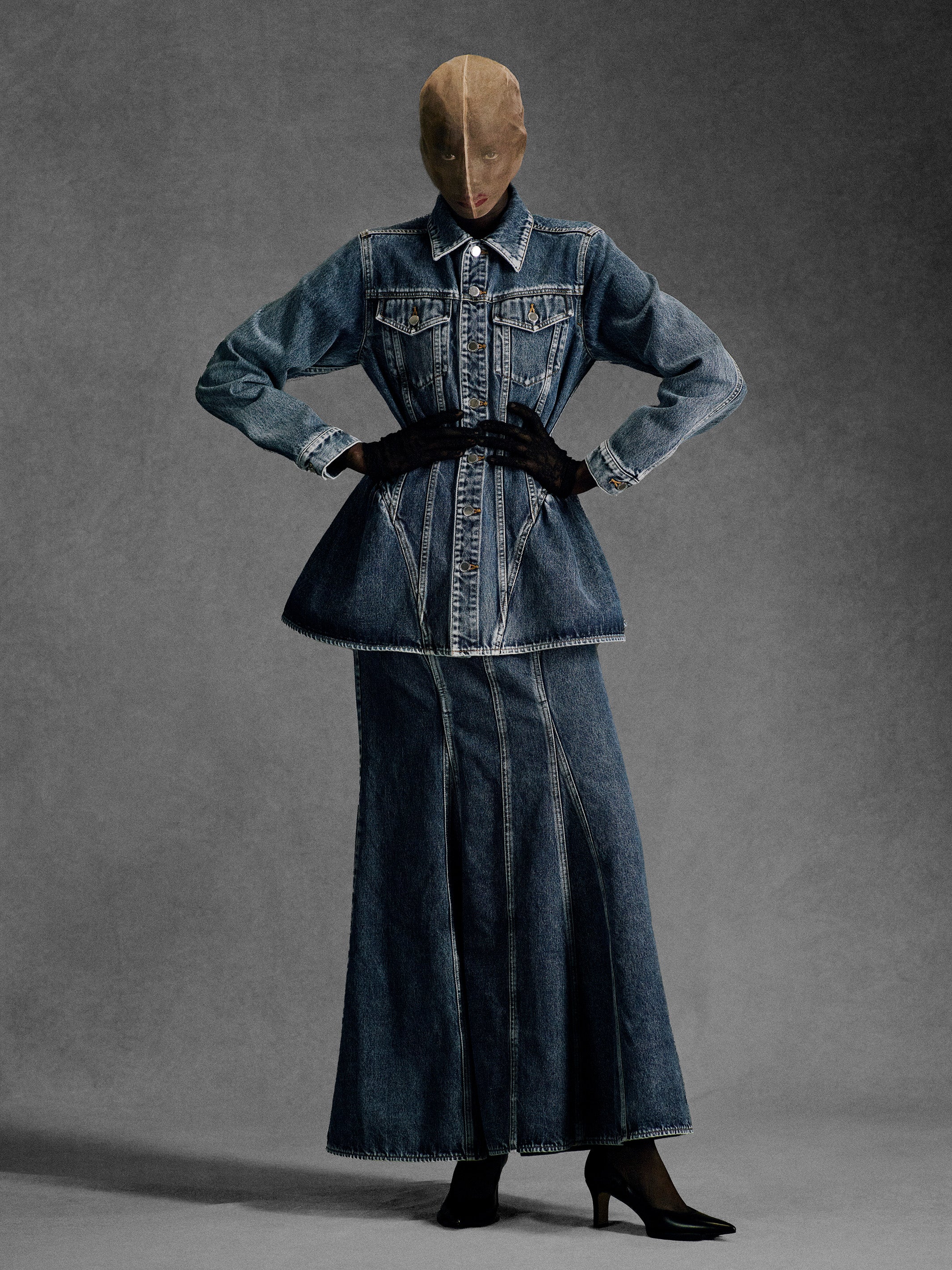 WASHED DENIM PEPLUM JACKET